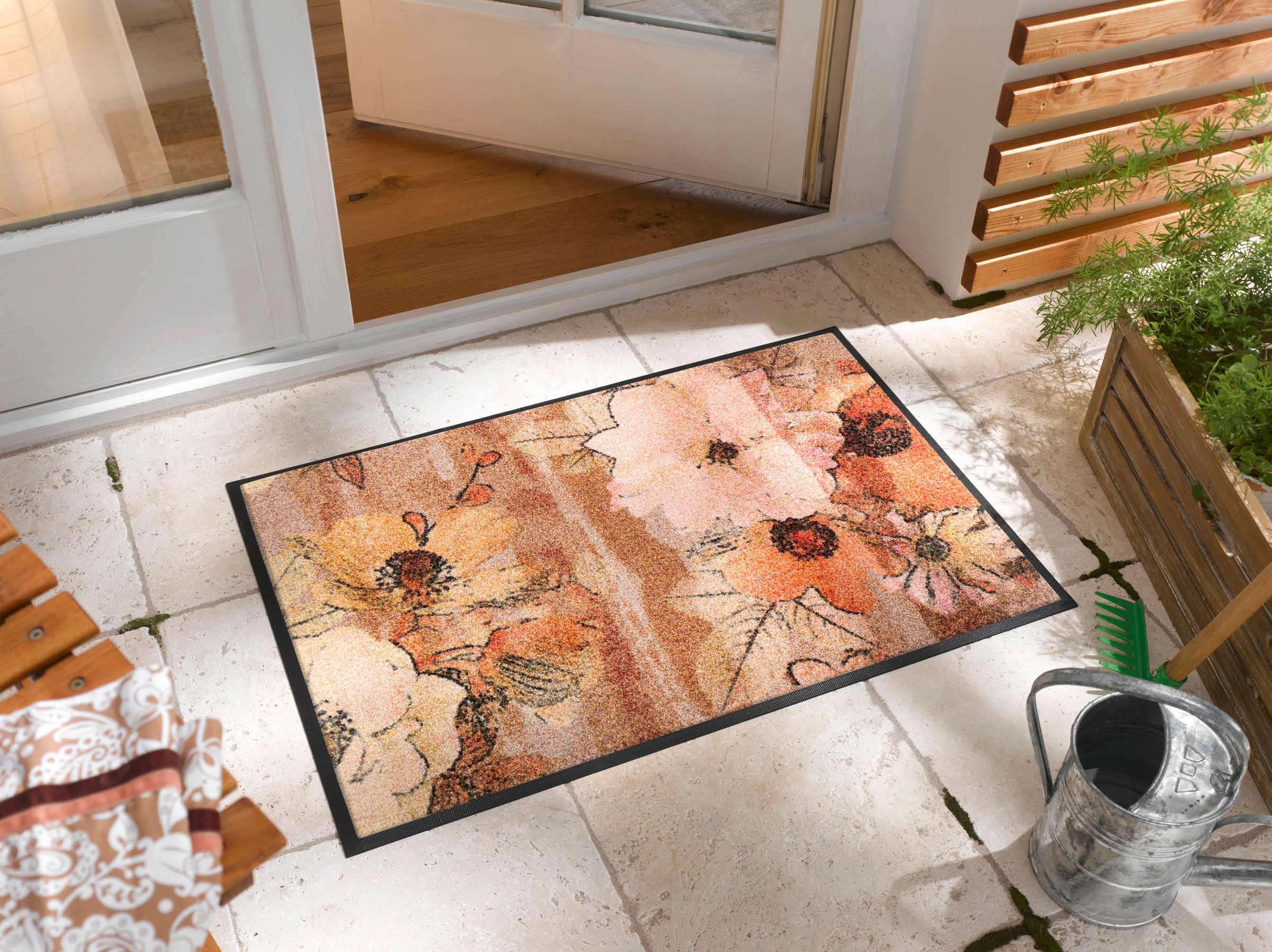 wash+dry by Kleen-Tex Fußmatte "Retro Roses" rechteckig günstig online kaufen