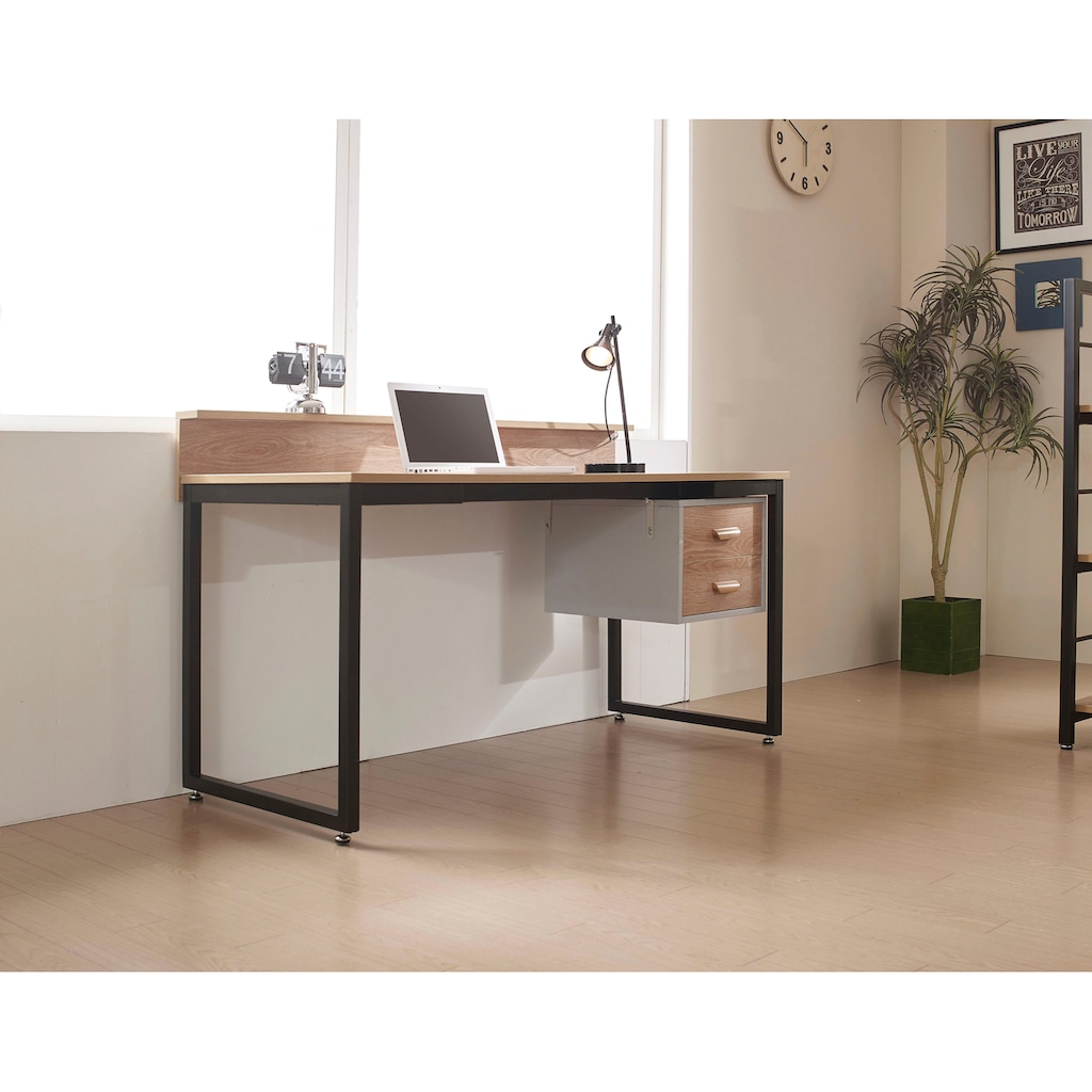 my home Schreibtisch »Wenzel«, Arbeitsplatte Akazie Dekor, gut geeignet für das Home office, Laptoptisch