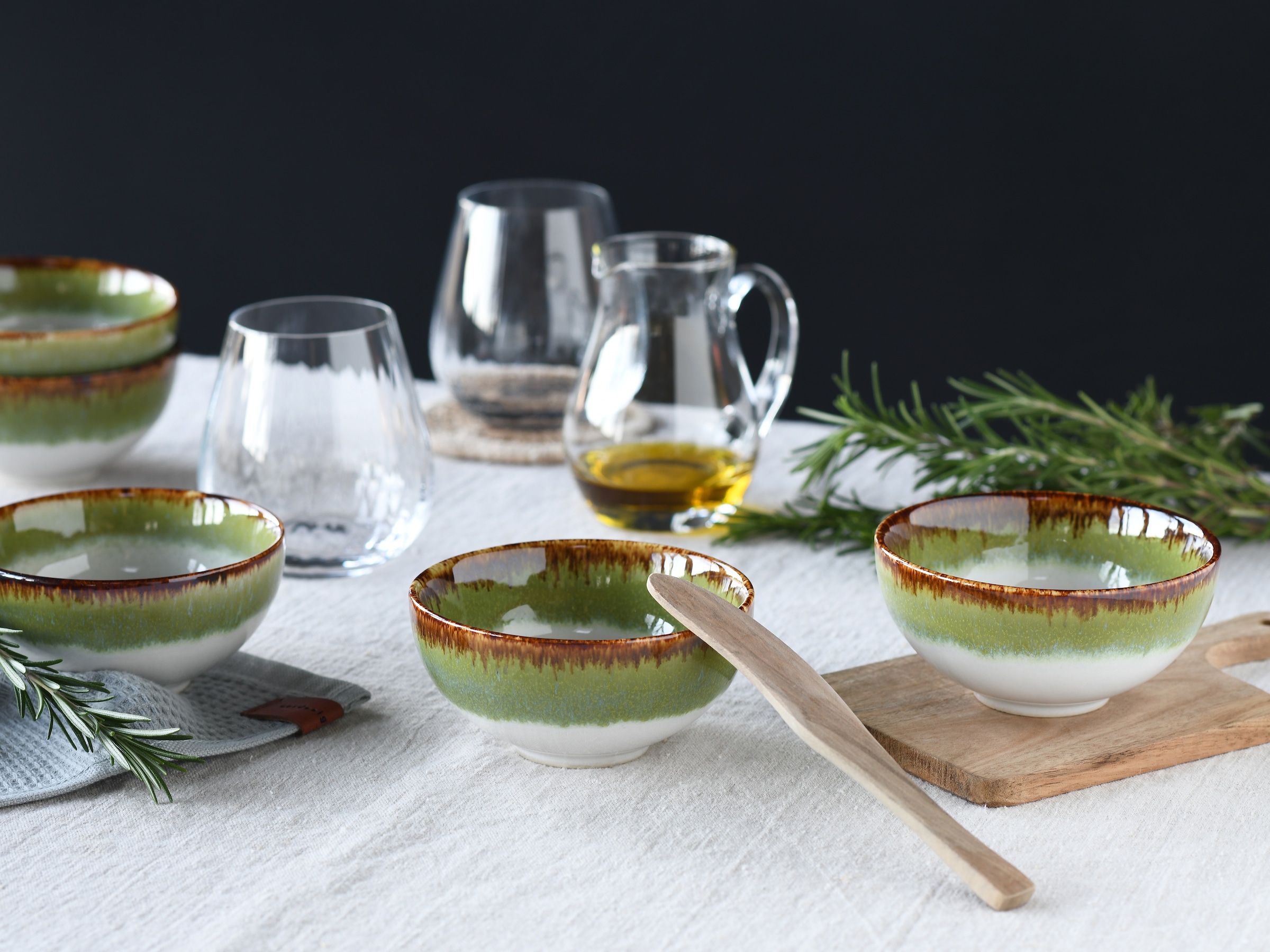 CreaTable Dipschale »Cascade, Schale 6-tlg« 6 Stk. aus Steinzeug Rekativglasur, Healthy Food