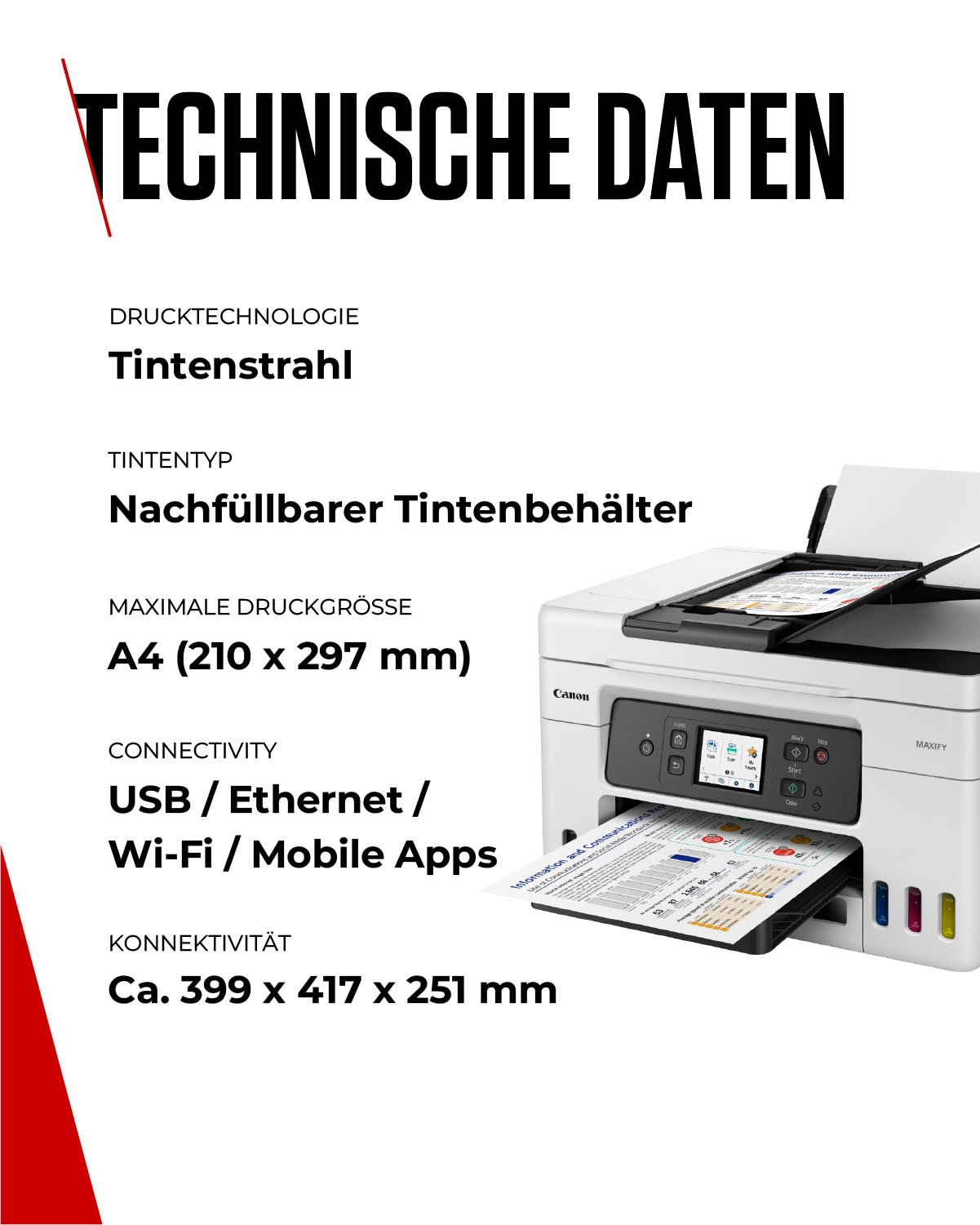 Canon Multifunktionsdrucker »MAXIFY GX4050« 4in1 Tintenstrahl-Multifunktionsgerät mit ADF / niedrigen Druckkosten