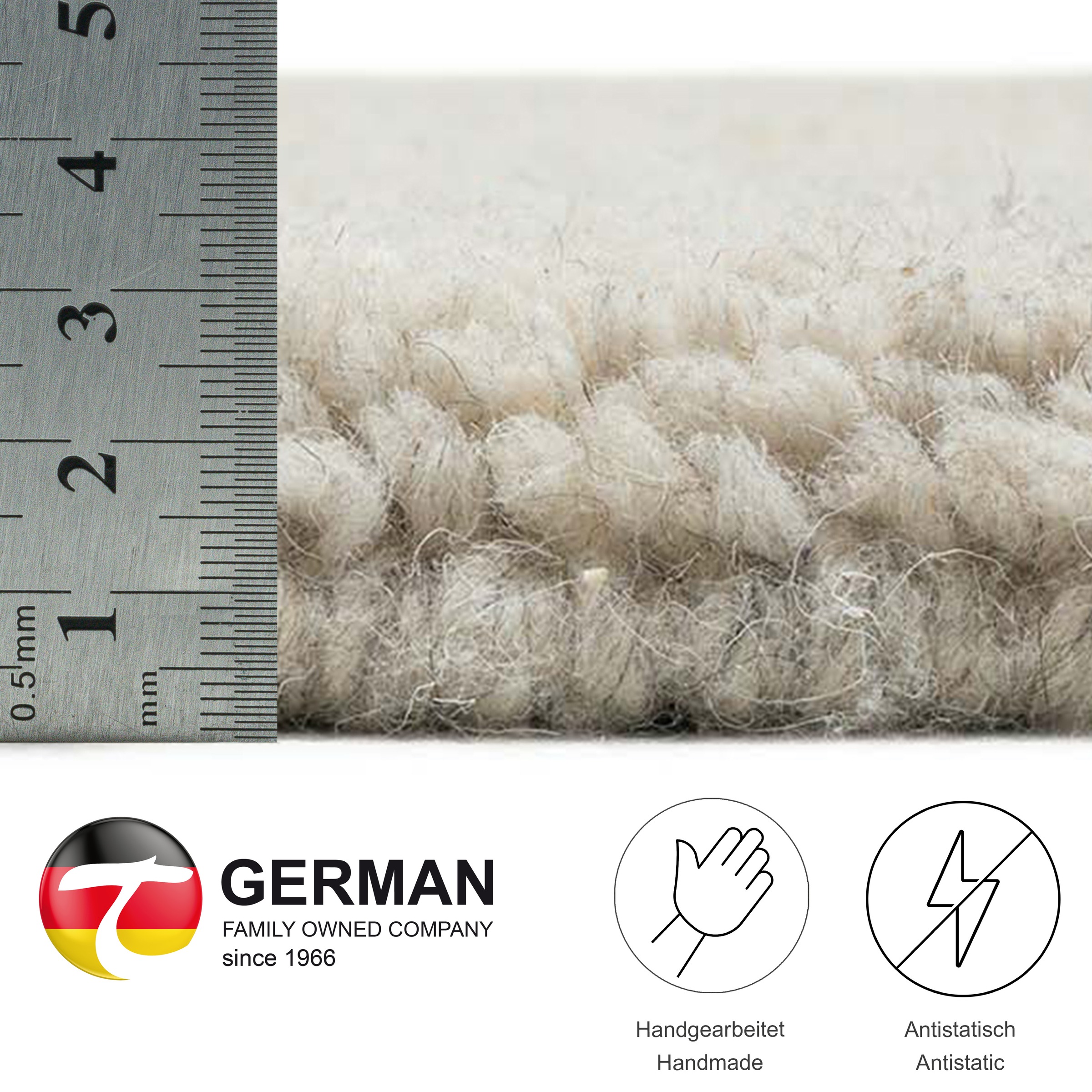 Bettumrandung THEKO "Hadj Uni", beige (natur grau), H:25mm, Obermaterial: 100% Wolle, Bettumrandungen, echter Berber Teppich, reine Wolle, handgeknüpft, Schlafzimmer 2