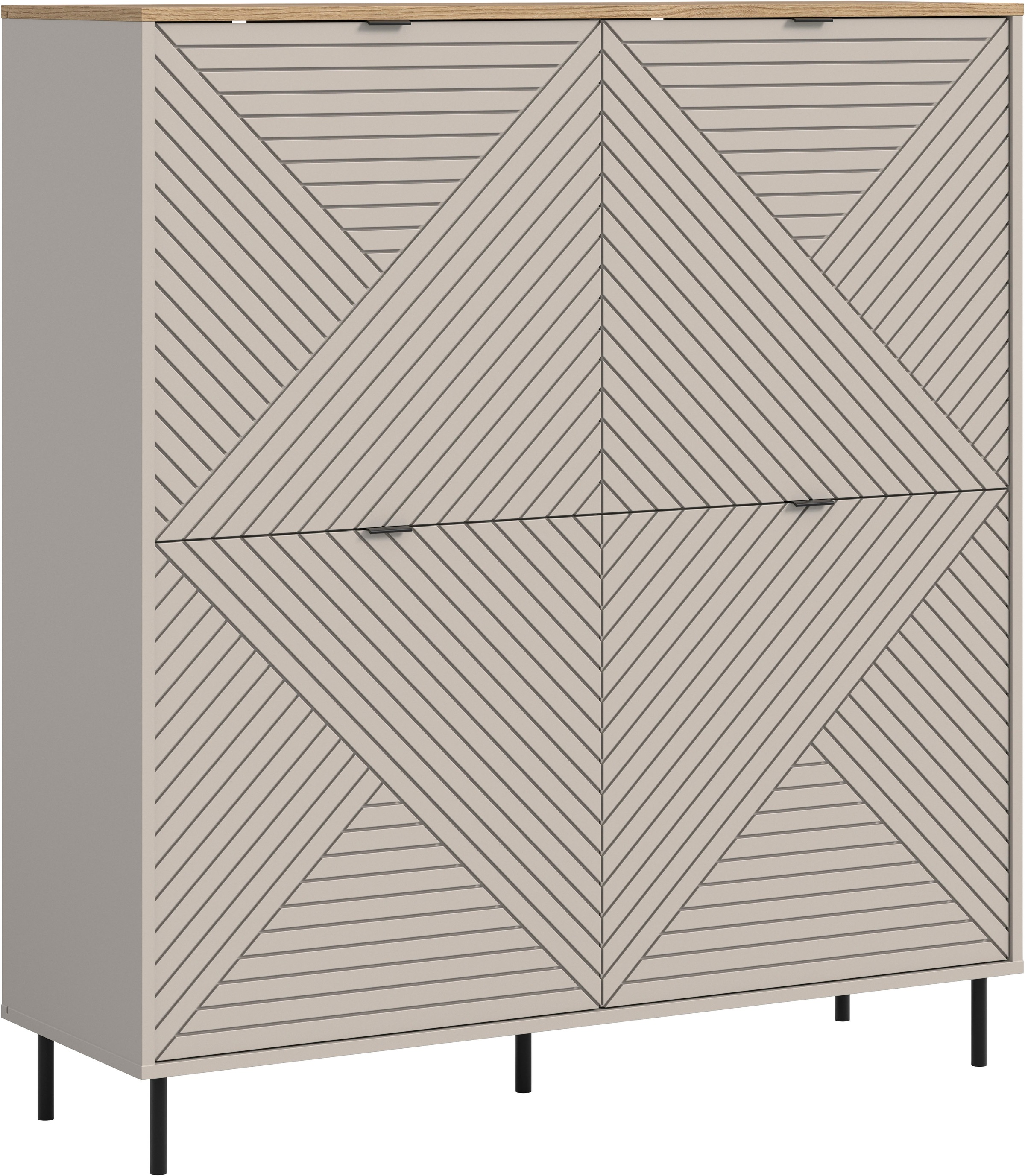 Home affaire Highboard "RAITA, Höhe 135 cm, Front mit Desgin-Fräsung, 4 Tür günstig online kaufen