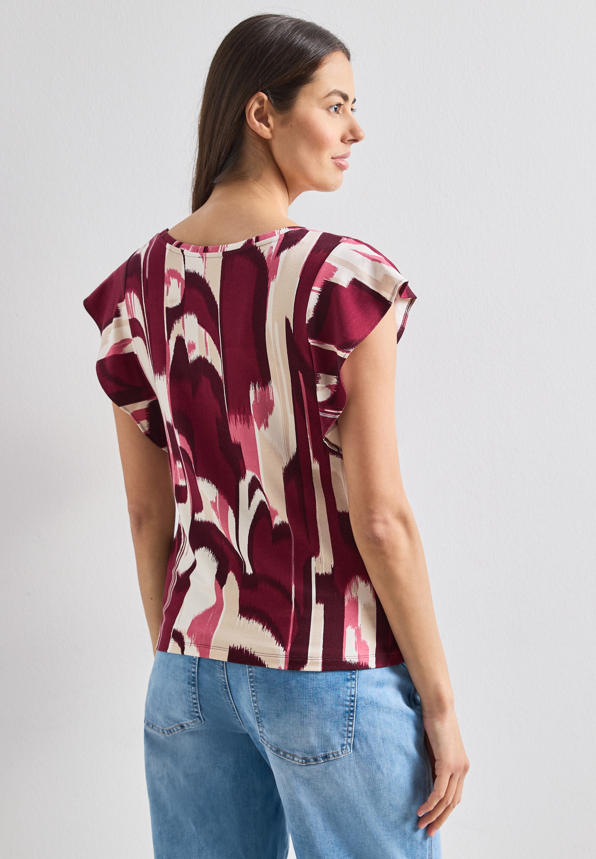 STREET ONE T-Shirt aus elastischem Materialmix