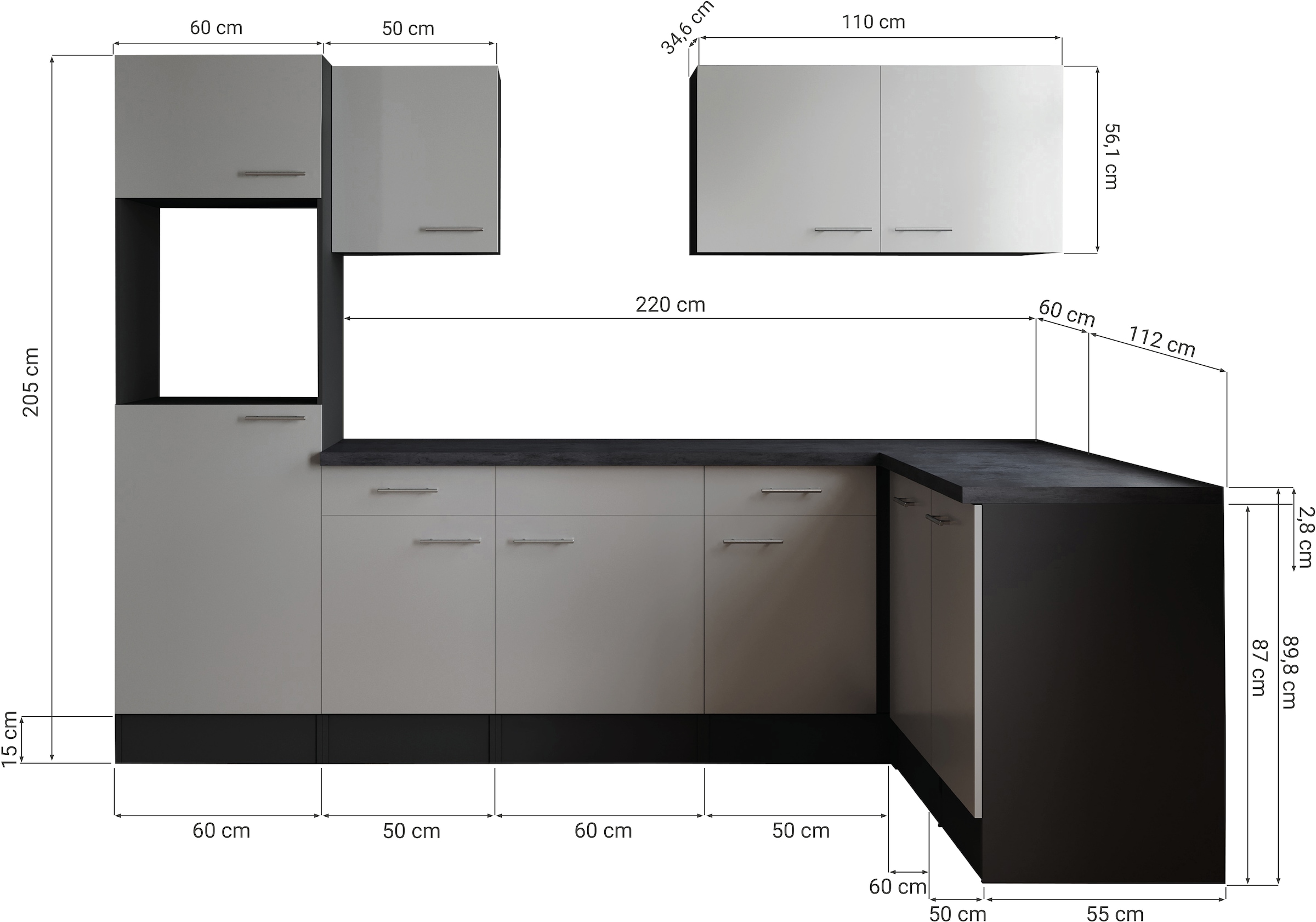 RESPEKTA Winkelküche »Oliver« Breite 280 cm, 90 cm Arbeitshöhe, in exklusiver Konfiguration für OTTO