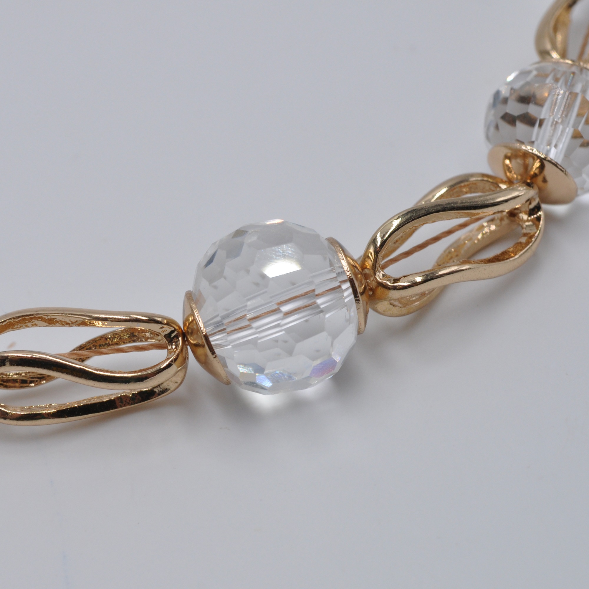 Steuer Collierkettchen »Metall gelb 44+5cm Kugel Glas weiß«