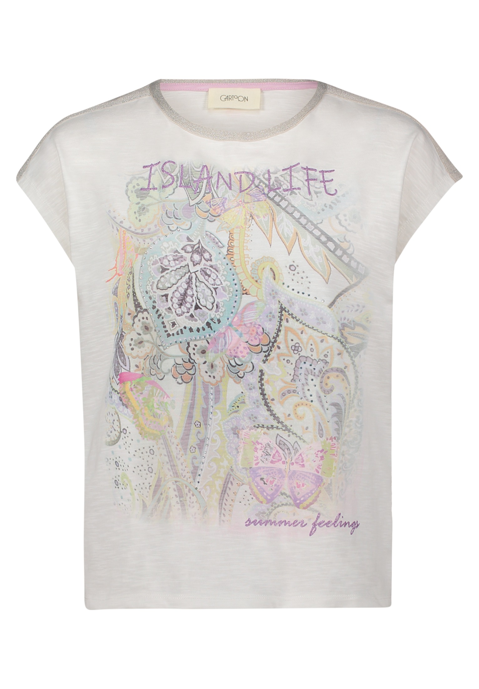 Cartoon Kurzarmshirt "Cartoon Rundhals-Shirt mit Placement", (1 tlg.), Aufg günstig online kaufen