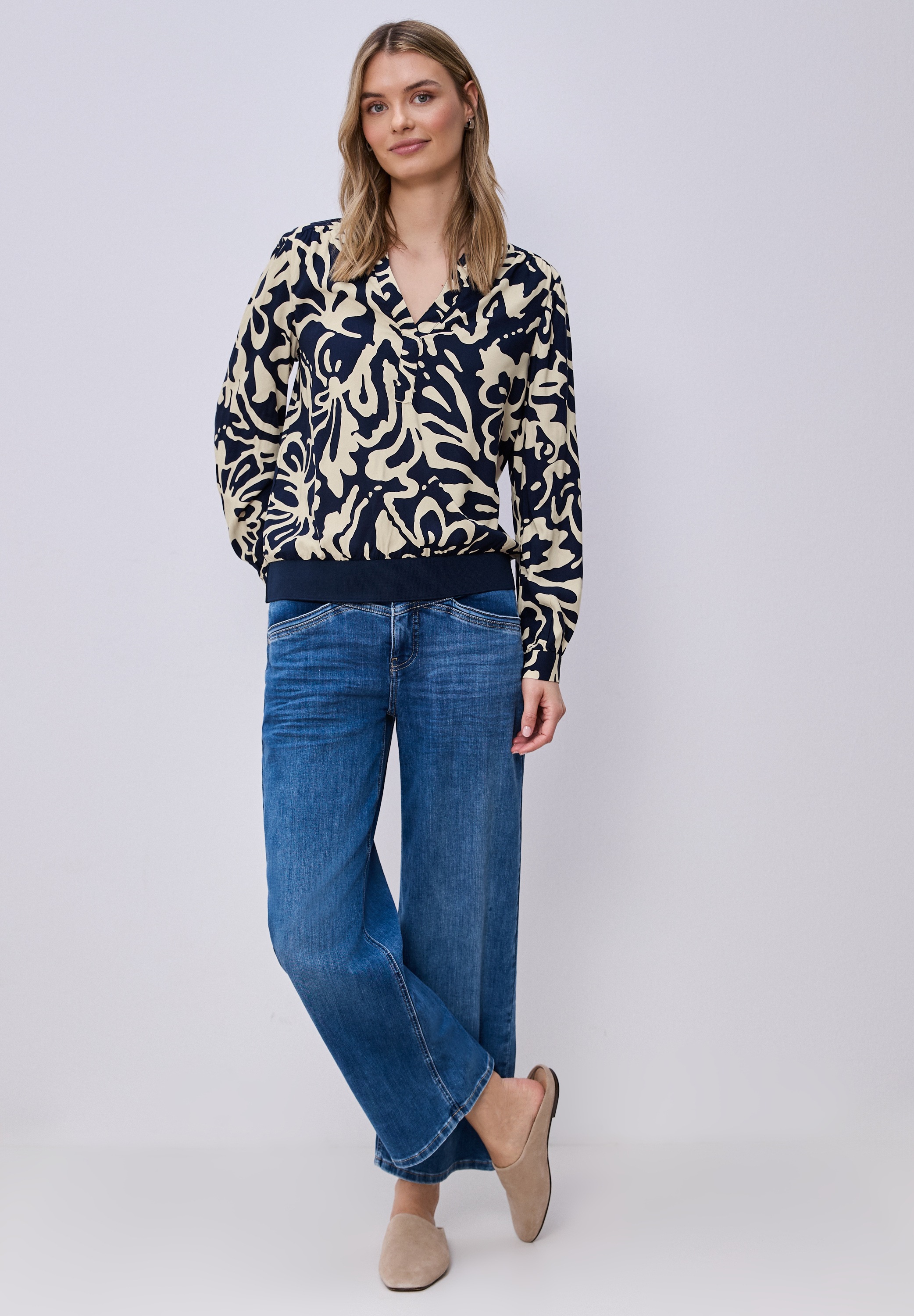 Street One Long Sleeve Blouse Shadowed Navy 38 3