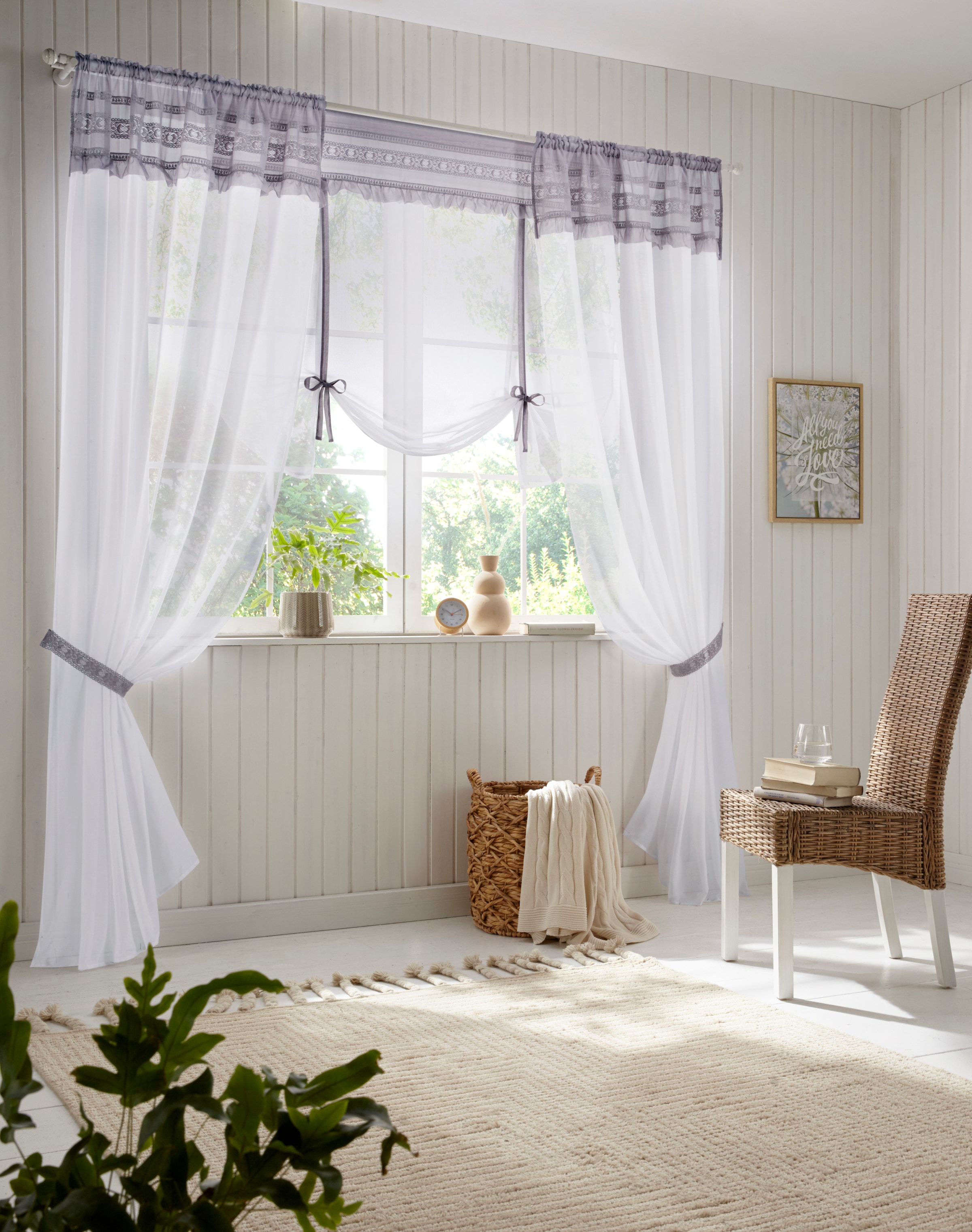 Home affaire Gardine »Lisa«, (1 BAUR Halbtransparent, Polyester St.), Gewebt, | kaufen