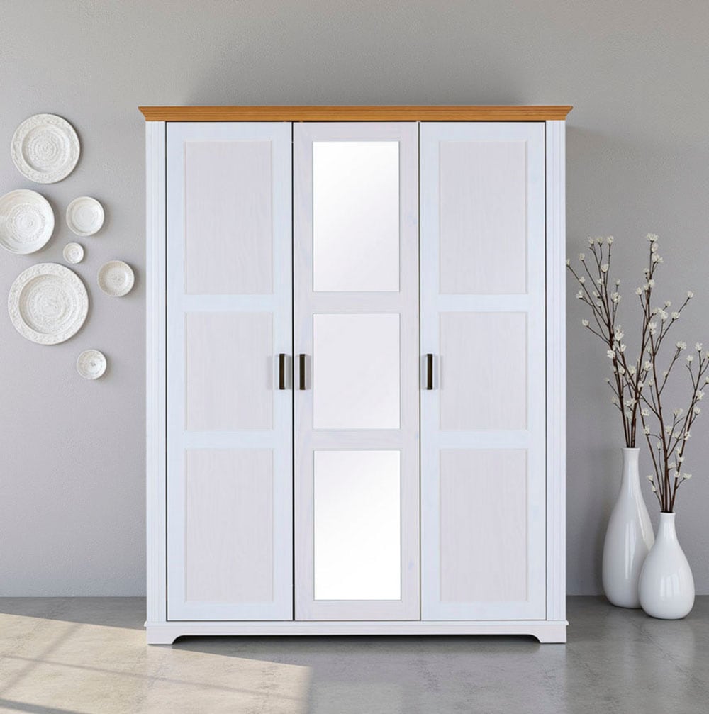 Inter Link Drehtürenschrank "Maluno, Kiefer Massivholz, Kleiderschrank, Dielenschrank" 1 Stk. tlg. Garderobenschrank mit Soft-Close, BxTxH: ca. 166,40 x 64 x 208 cm