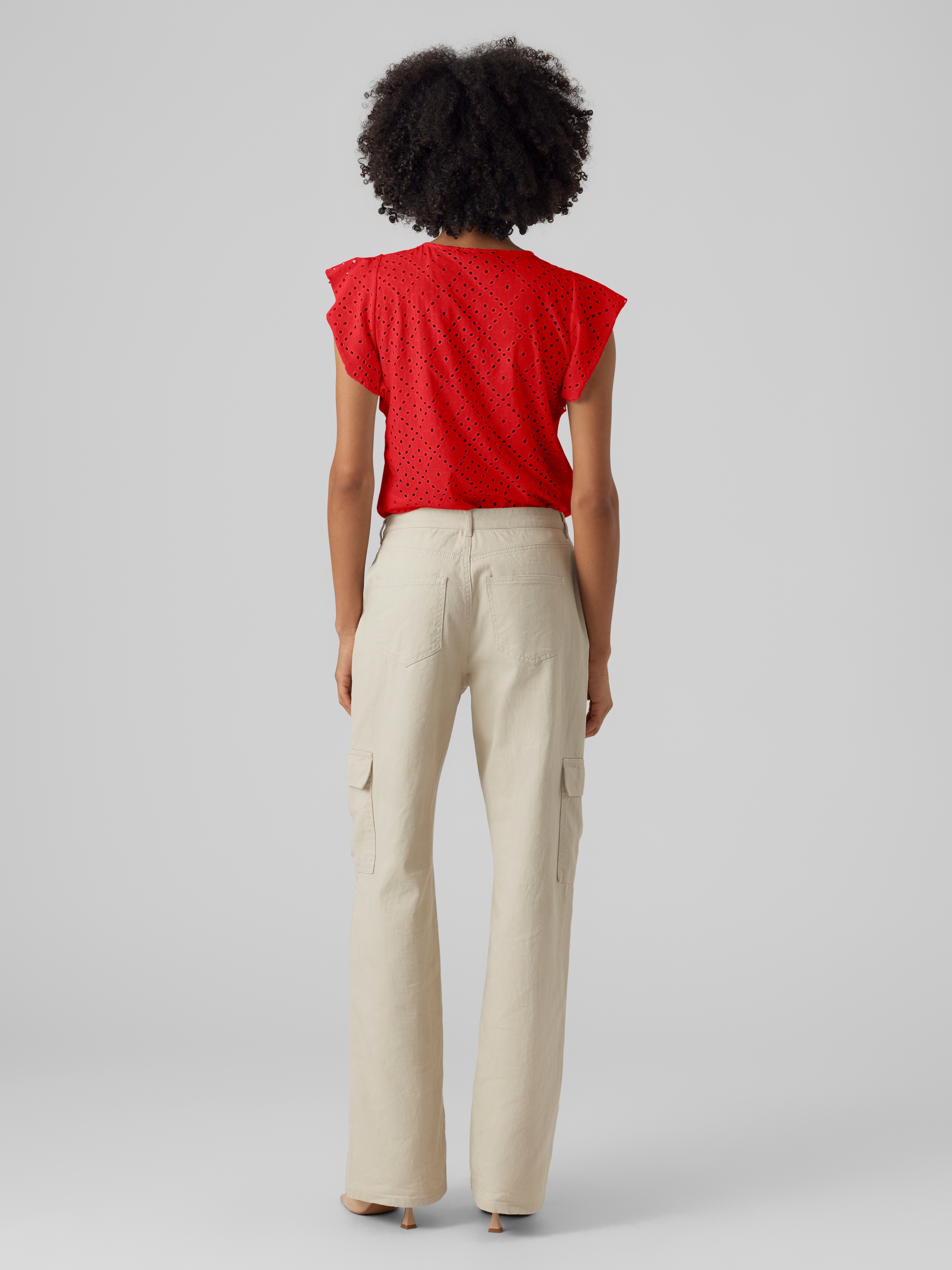 Vero Moda Rundhalsshirt »VMTASSA SL FRILL TOP NOOS«