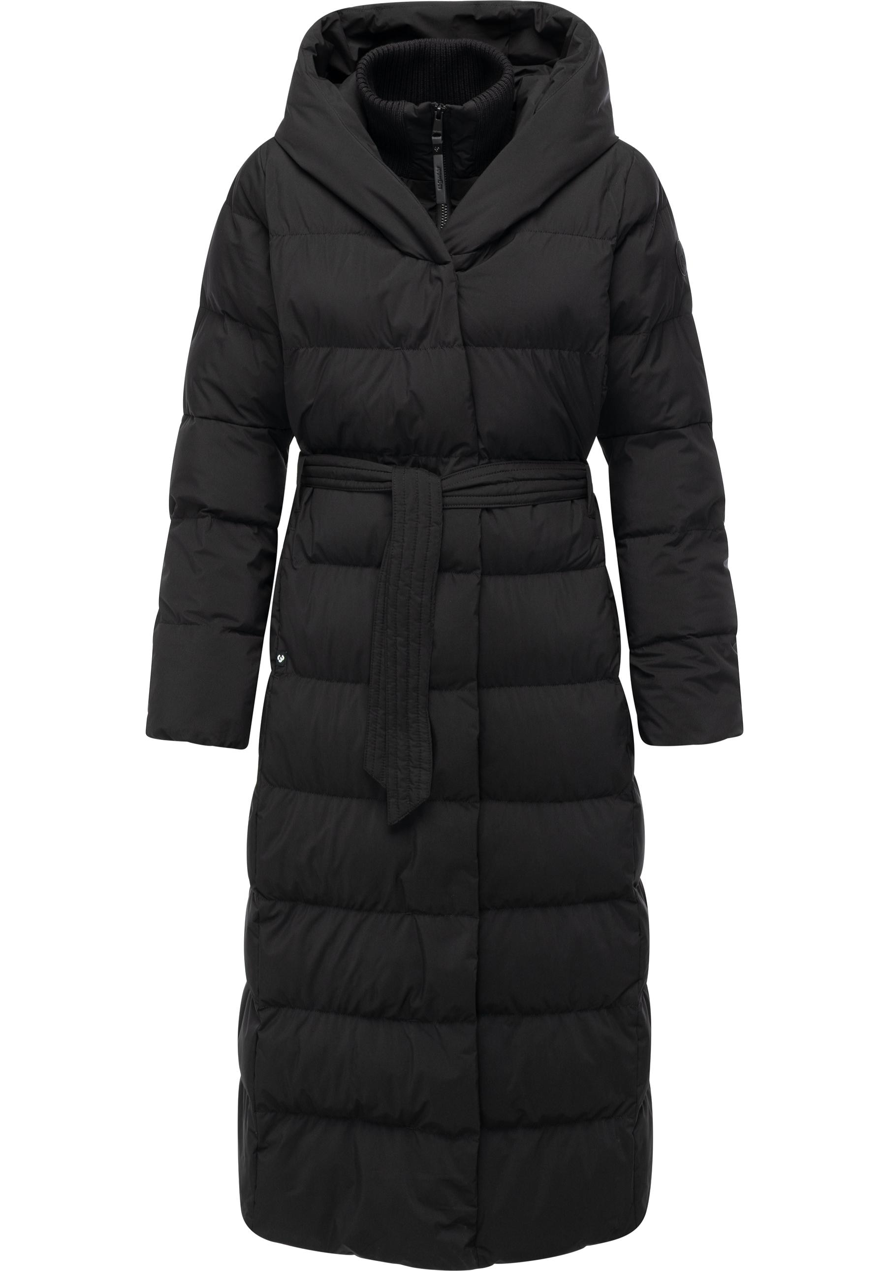 Ragwear Steppmantel "Niani Long" Langer warmer Wintermantel mit Bindegürtel