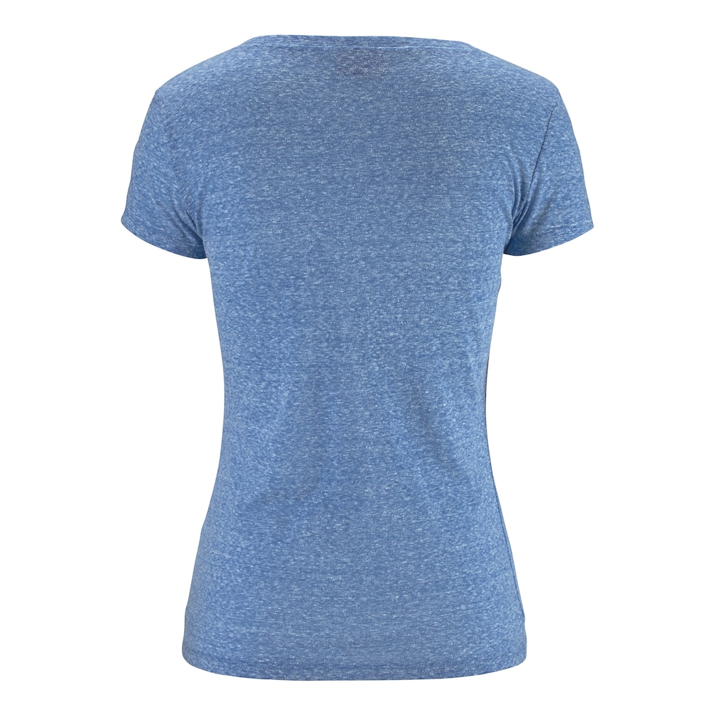 Damenmode Cotton made in Africa Venice Beach Strandshirt, mit Logo-Druck blau-meliert
