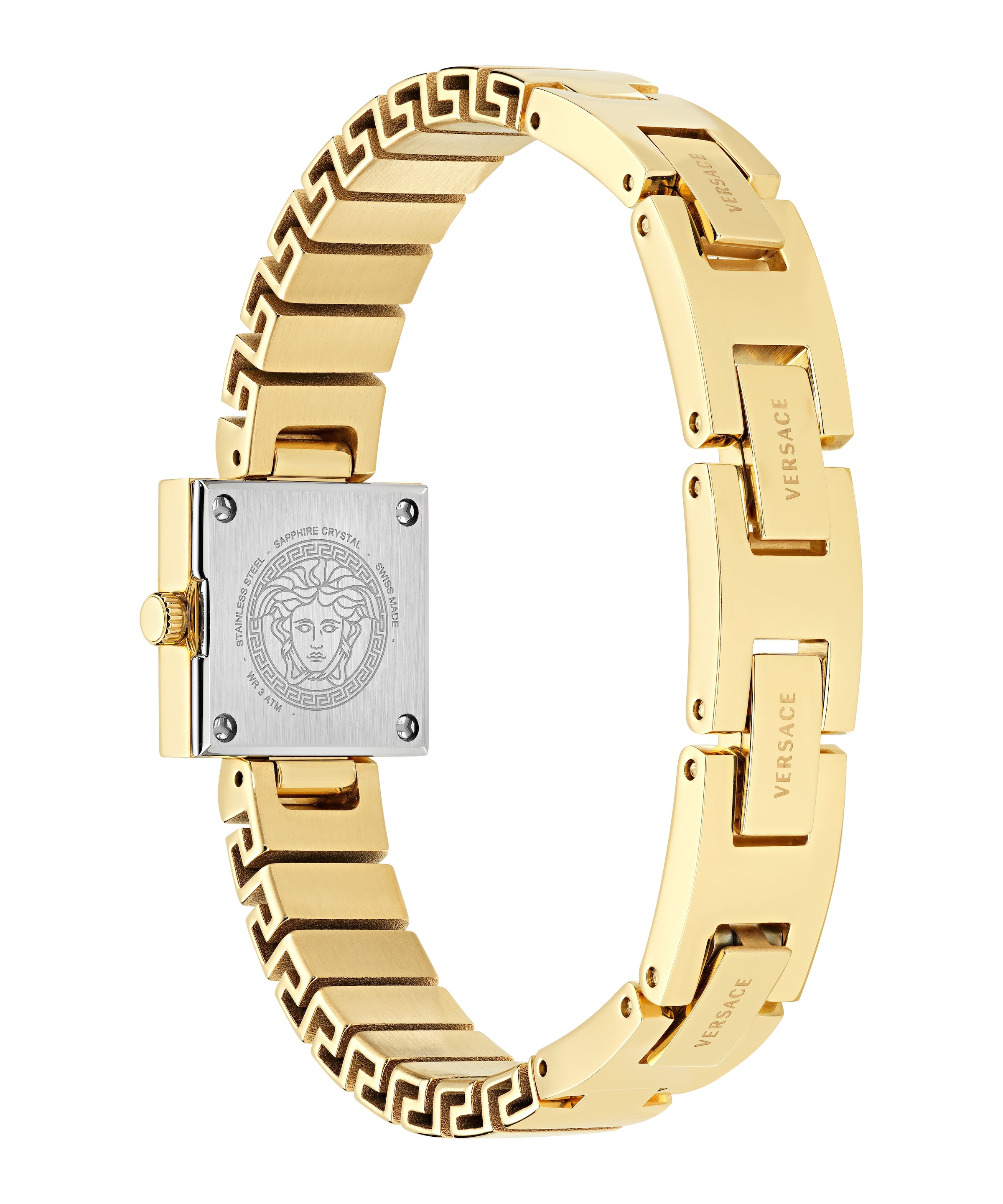 Versace Quarzuhr »V-SQUARE PETITE« Armbanduhr, Damenuhr, Swiss Made, Edelstahlarmband, analog