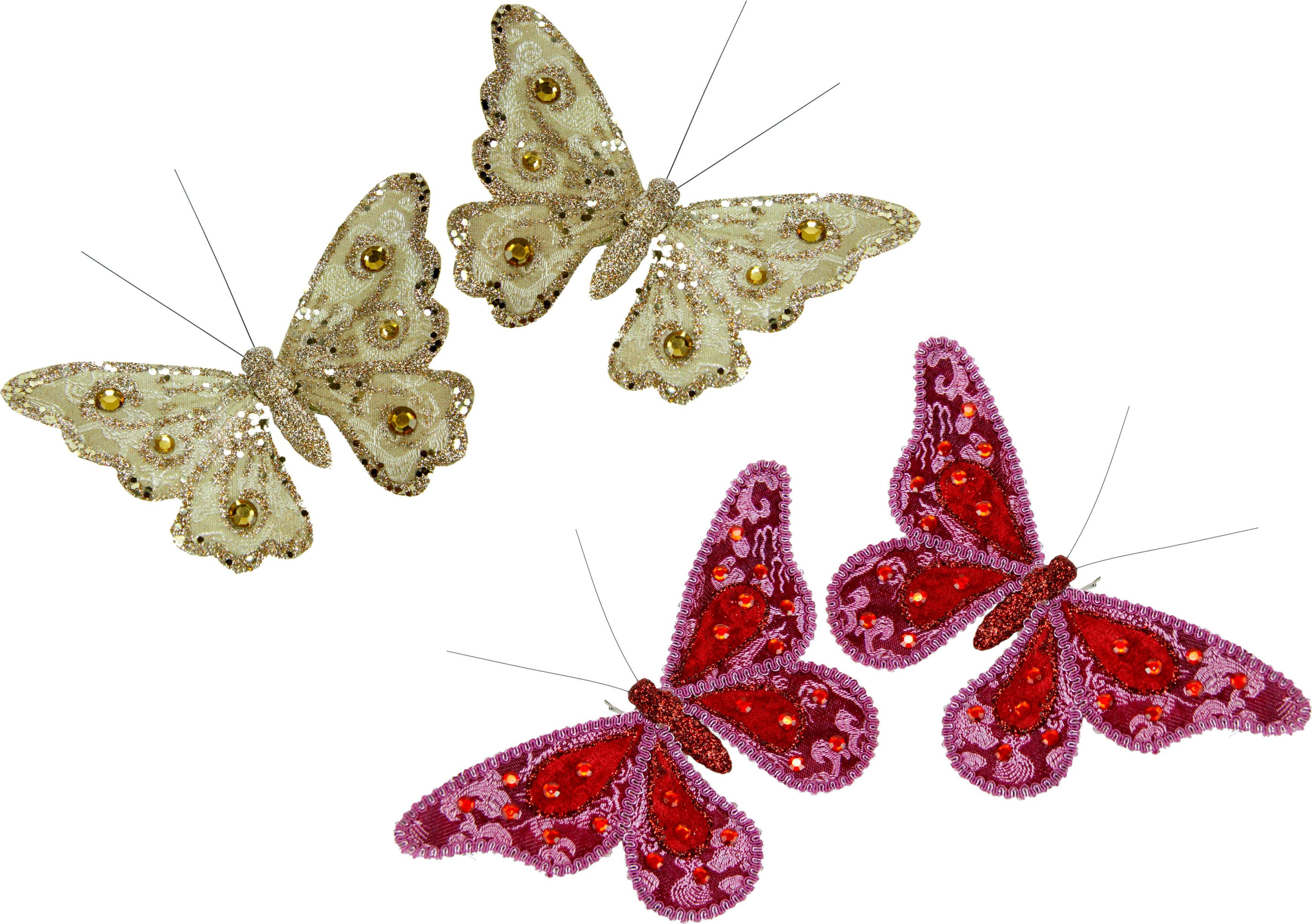 I.GE.A. Dekofigur Deko-Schmetterling mit Clip, (4er Set) rosa