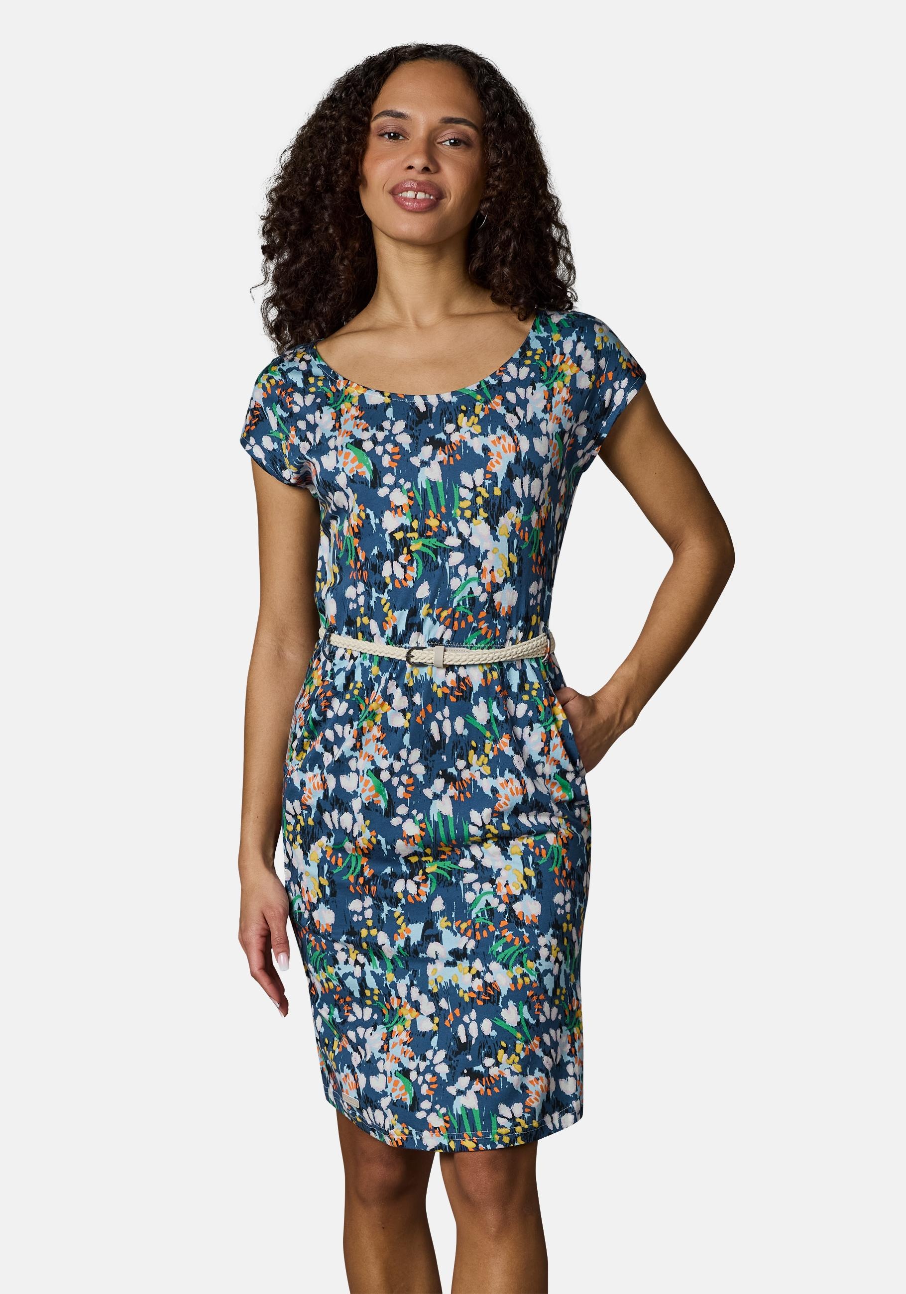 Ragwear Shirtkleid "Lilithe YOUMODO" Eingrifftaschen Sommerkleid mit Alloverprint und Flechtgürtel