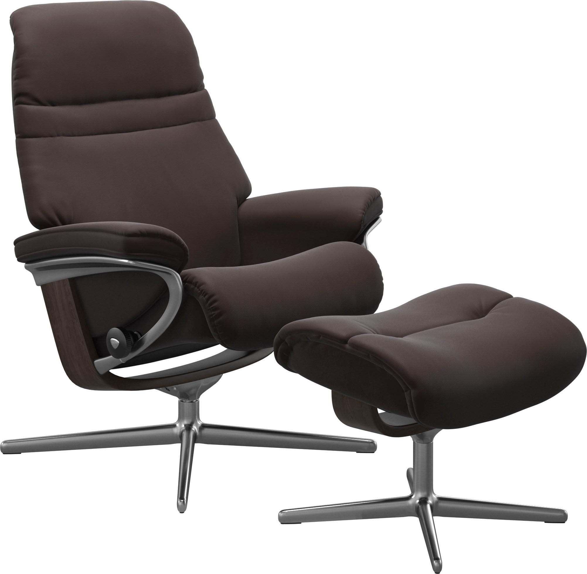 Stressless® Relaxsessel »Sunrise«, (Set, Relaxsessel mit Hocker), mit Hocker, mit Cross Base, Größe S, M & L, Holzakzent Wenge