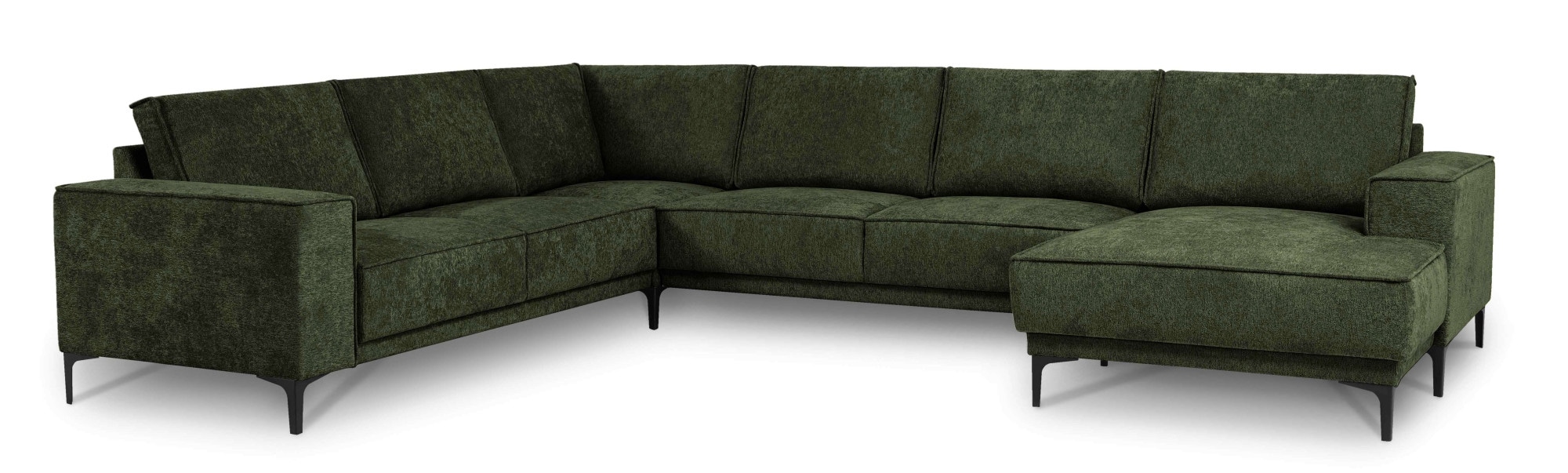 Places of Style Wohnlandschaft »XXL Sofa Oland, Struktur, Flachgewebe, Luxus-Microfaser, Boucle«, U-Form, 342 cm, Wellenunterfederung, Skandi-Design, Metallfüße