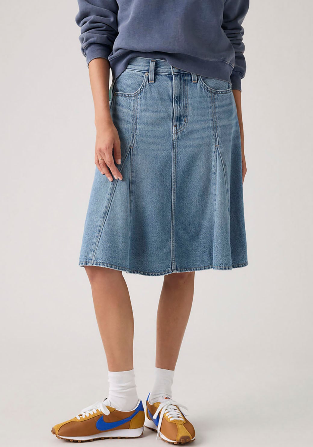 Levis Jeansrock "GODET KNEE LENGTH SKIRT" Midirock mit Falten günstig online kaufen