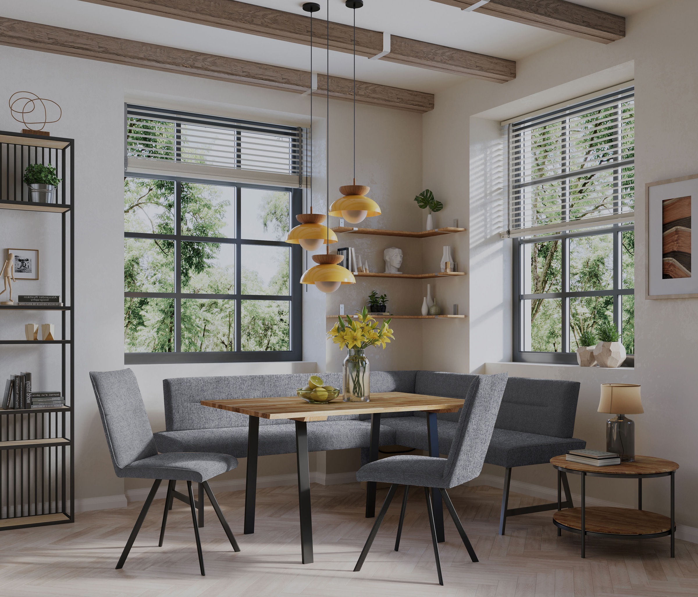 Home affaire Eckbankgruppe "Sava" Set, 4 Stk. tlg. Eckbank mit Wellenfederu günstig online kaufen