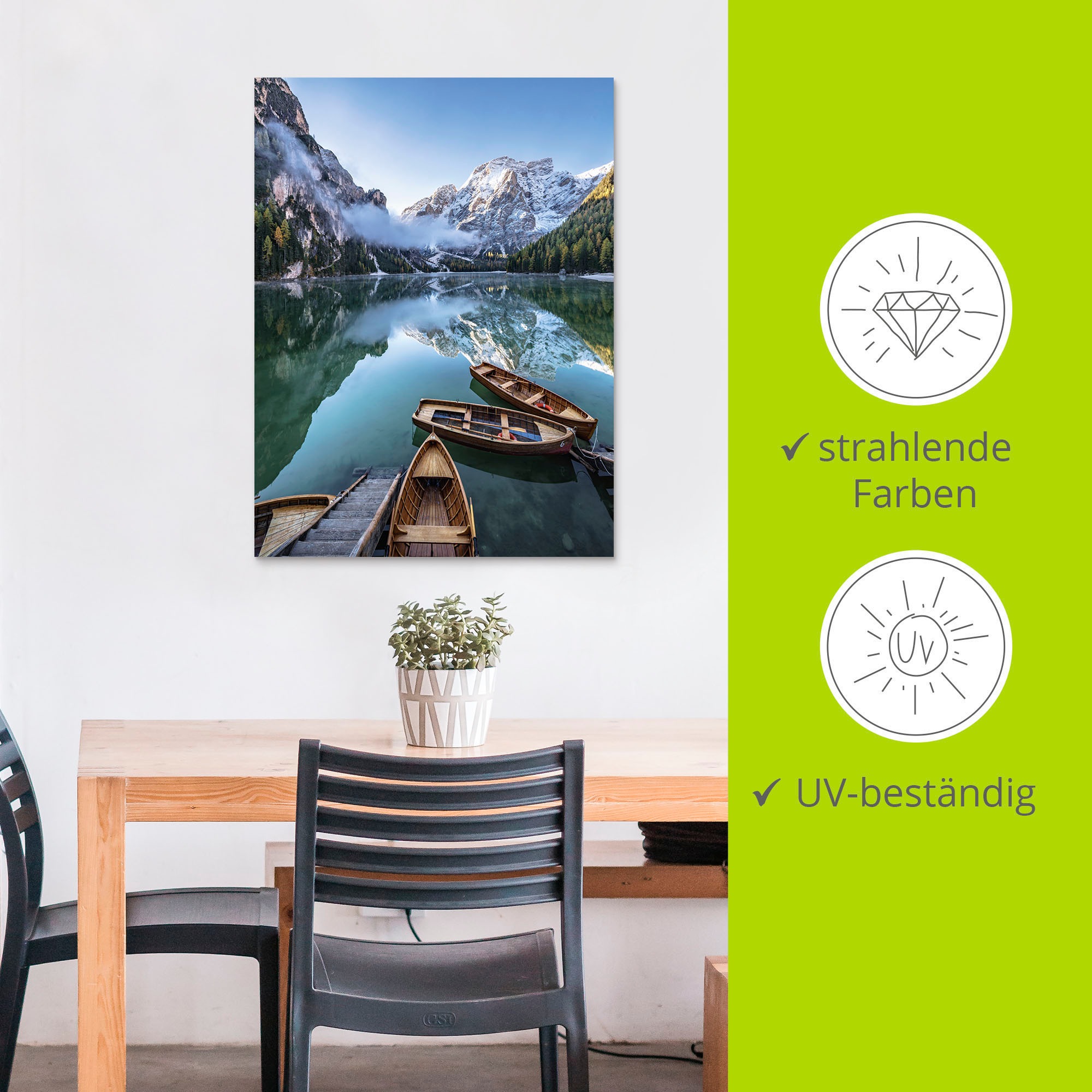 Artland Wandbild »Pragser Wildsee in Südtirol«, Bilder von Booten &  Schiffen, (1 St.), als Alubild, Leinwandbild, Wandaufkleber oder Poster in  versch. Größen bestellen | BAUR | Poster