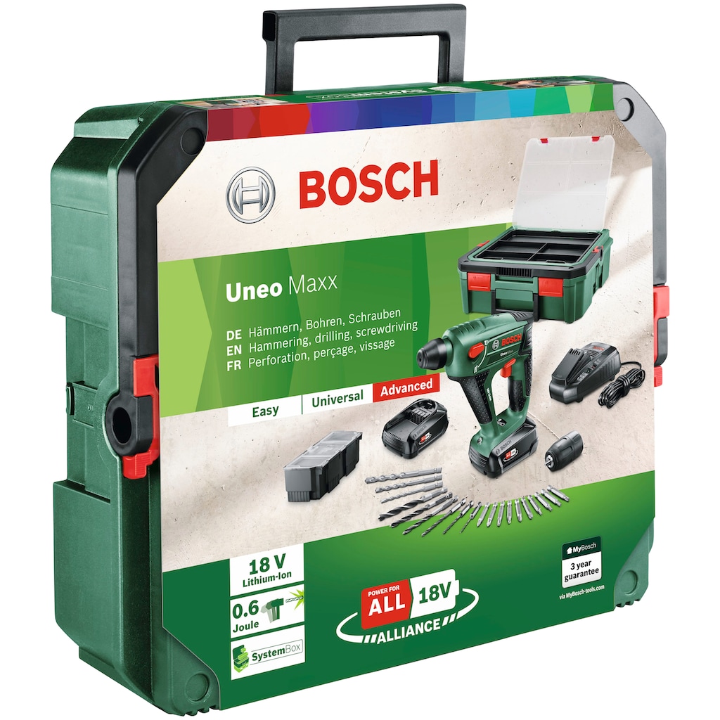Bosch Home & Garden Akku-Bohrhammer »Uneo Maxx + SystemBox«