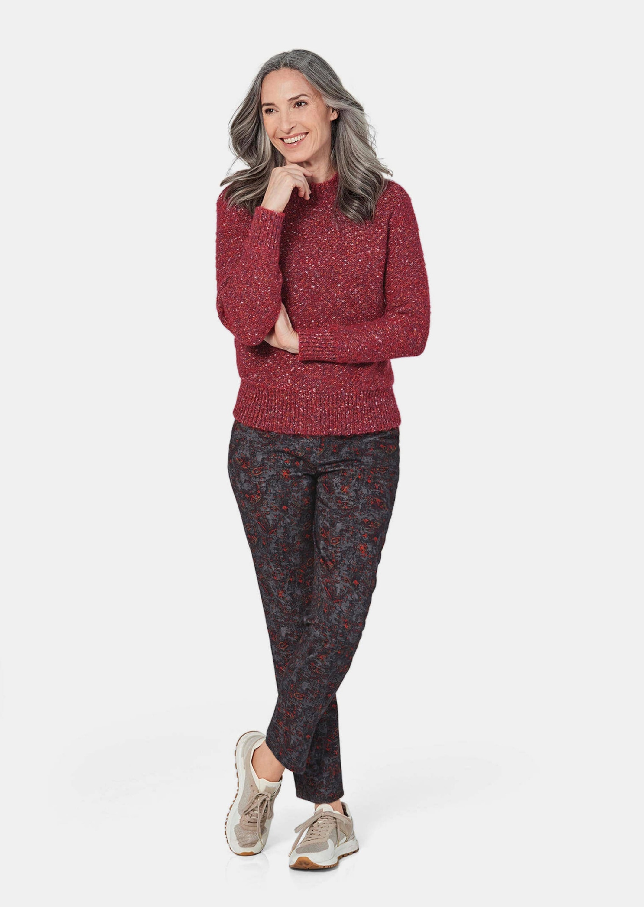 GOLDNER Rundhalspullover "Kurzgröße Weicher Bouclé-Pullover, Stehkragen" ke günstig online kaufen