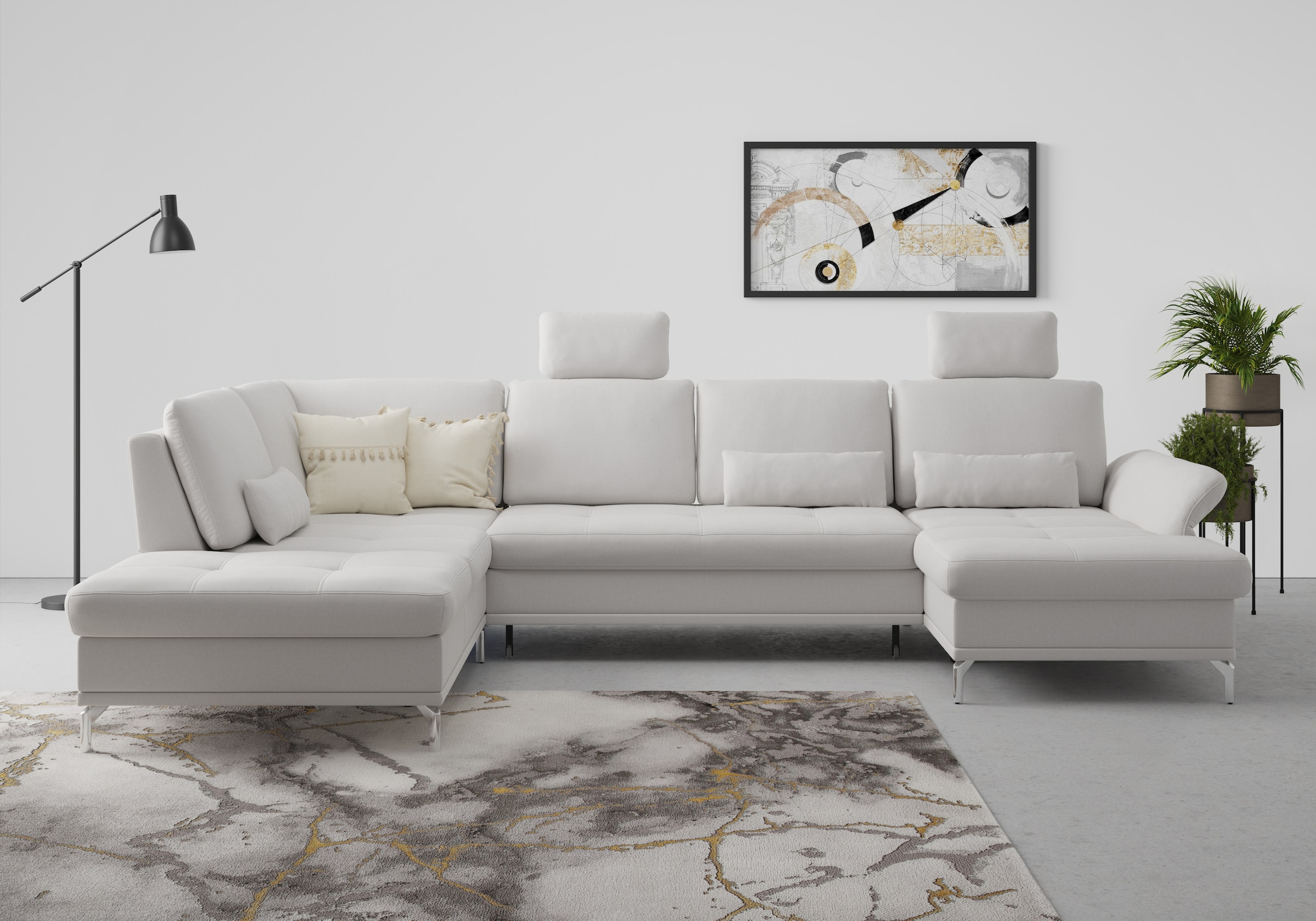 Home affaire Wohnlandschaft "Palm Beach U-Form" Federkern, mit Sitztiefenve günstig online kaufen