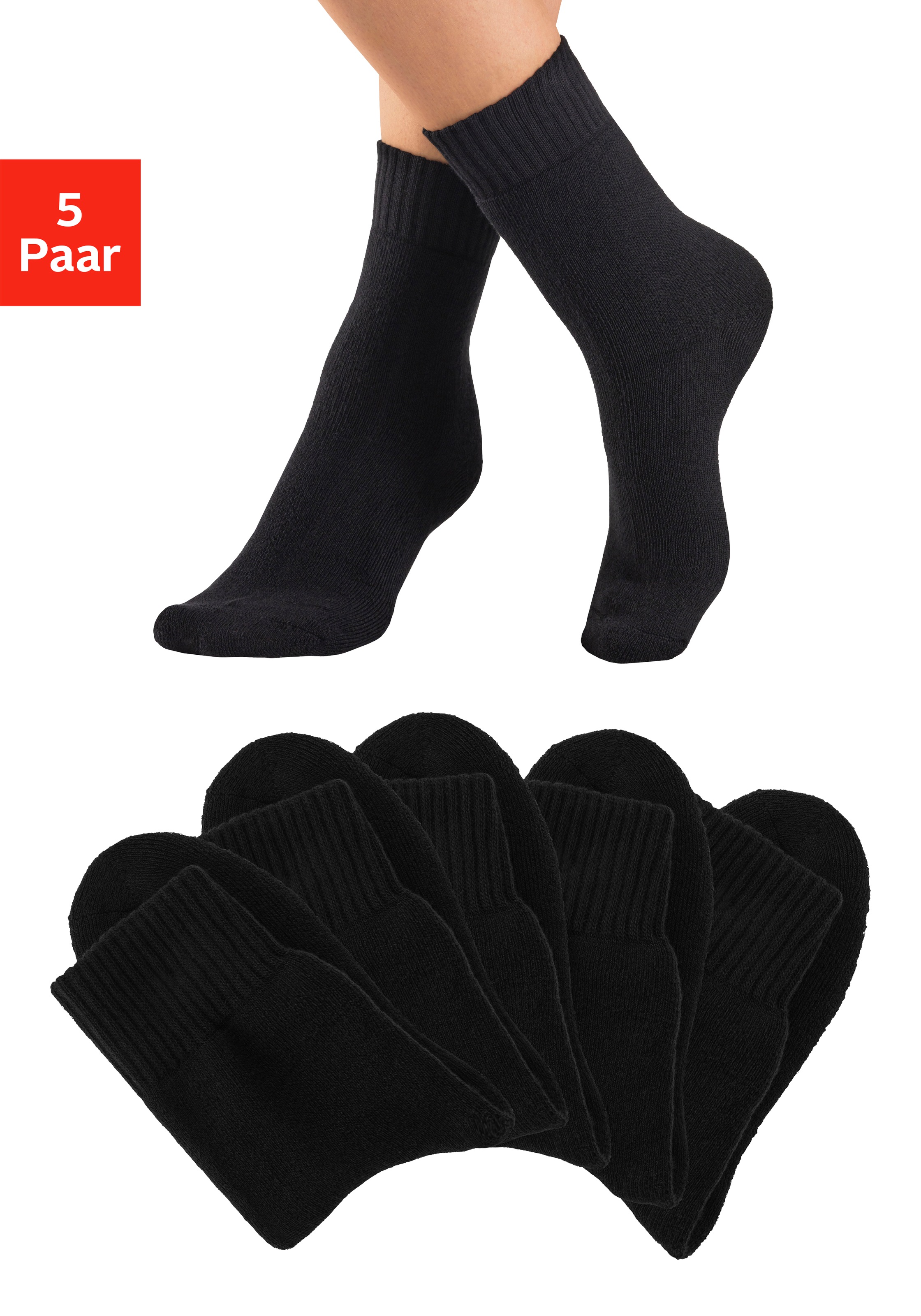 LAVANA Damen Basicsocken, Gr. 435x schwarz, Baumwollmischung, unifarben, Socken, Thermosocken mit Vollfrottee