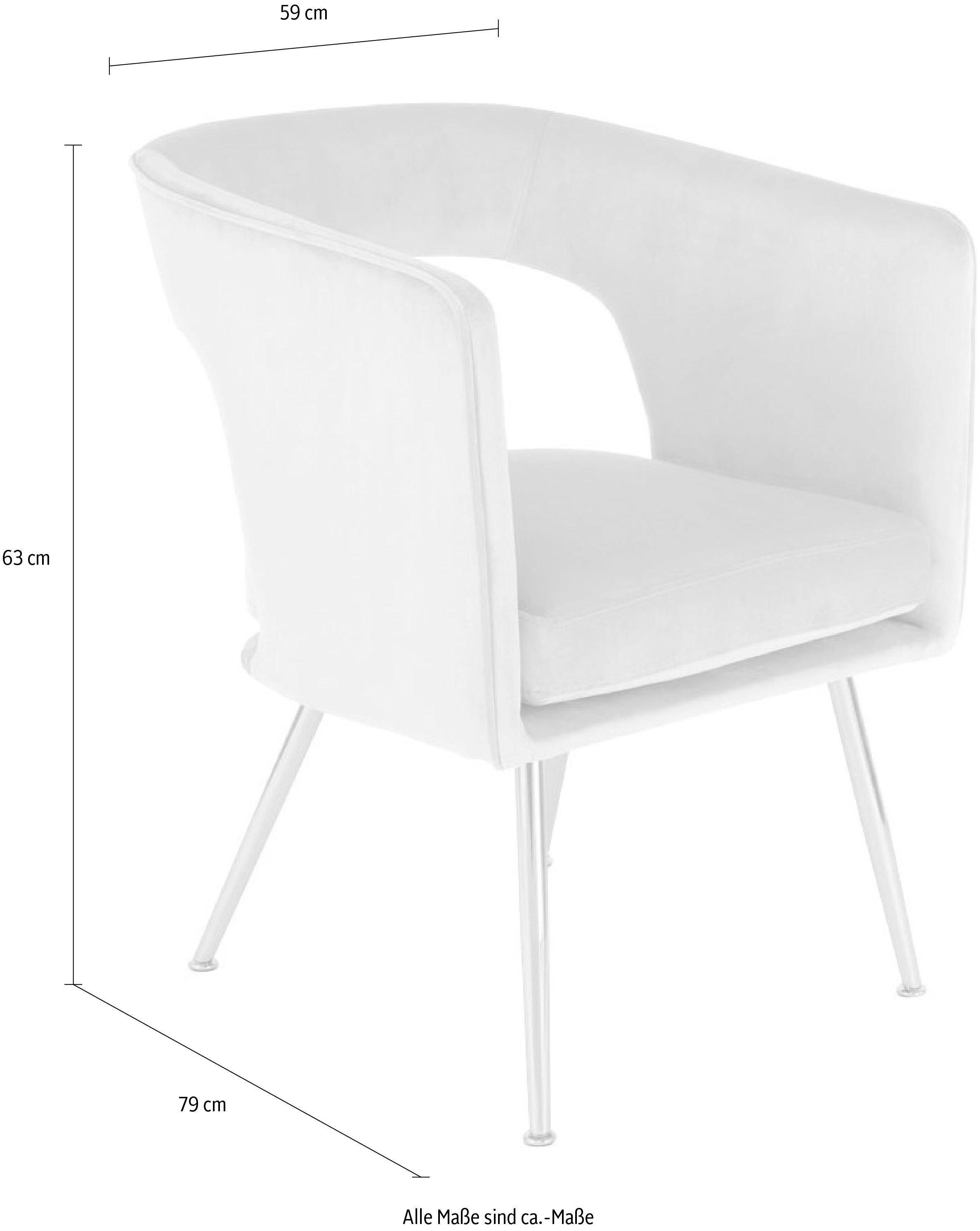 Kayoom Stuhl »Jolene 125, Esszimmerstuhl,eleganter Stoffbezug« () 1 Stk.samtweicher Bezug, Rückenlehne und Armlehnen abgerundet