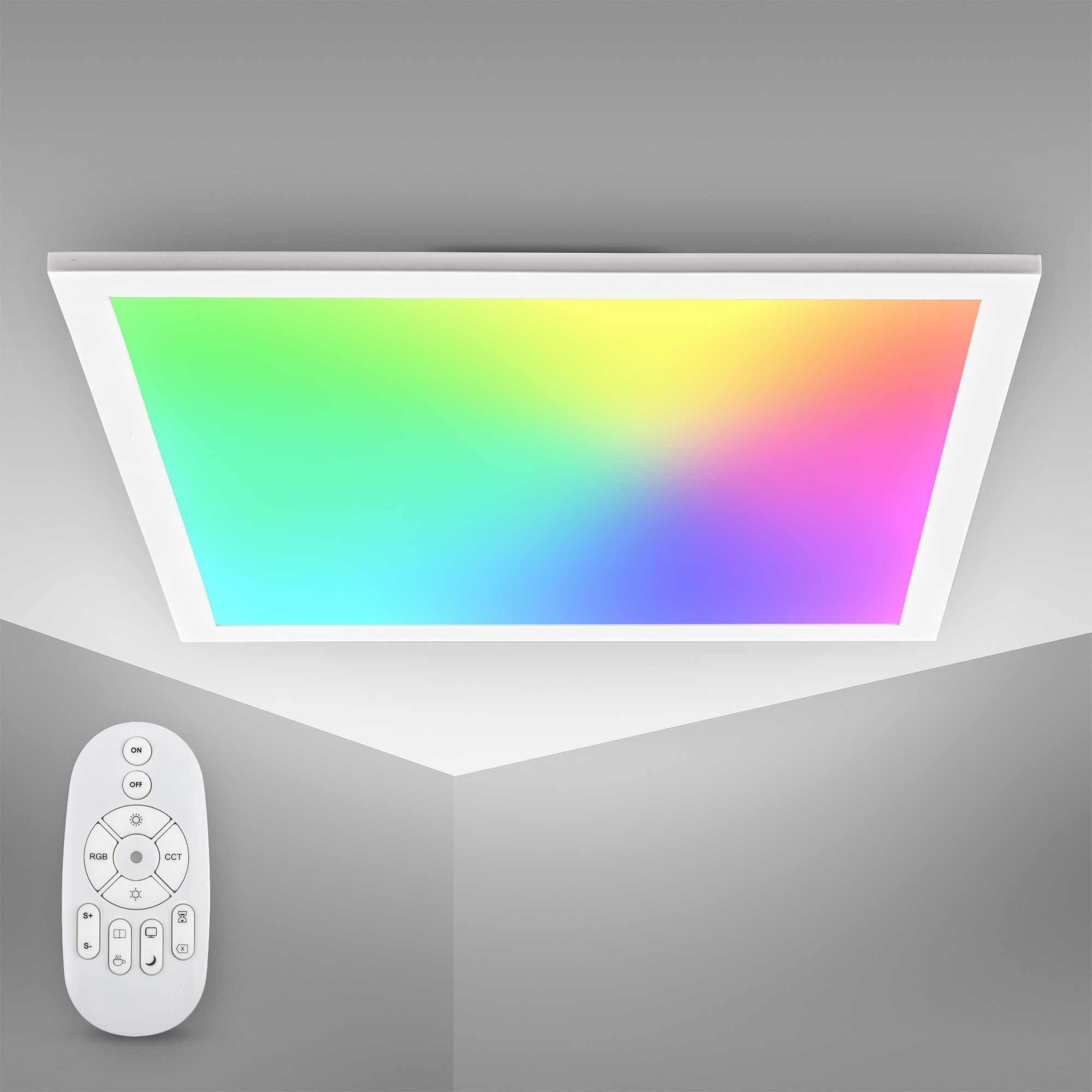 B.K.Licht LED Deckenleuchte / RGB, BAUR & 45 cm, mit Panel Watt, x Lumen, LED Timer 1300 ultra-flach, | 7 15 Nachtlicht dimmbar 3.000K-6.500K, 45 Farben