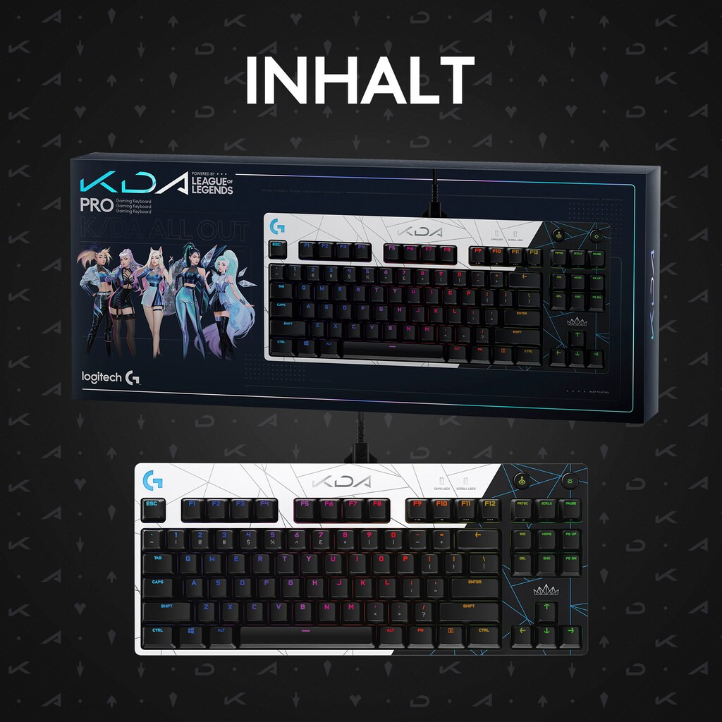 Logitech G Gaming-Tastatur »PRO K/DA«, (USB-Anschluss-Funktionstasten-Profil-Speicher)