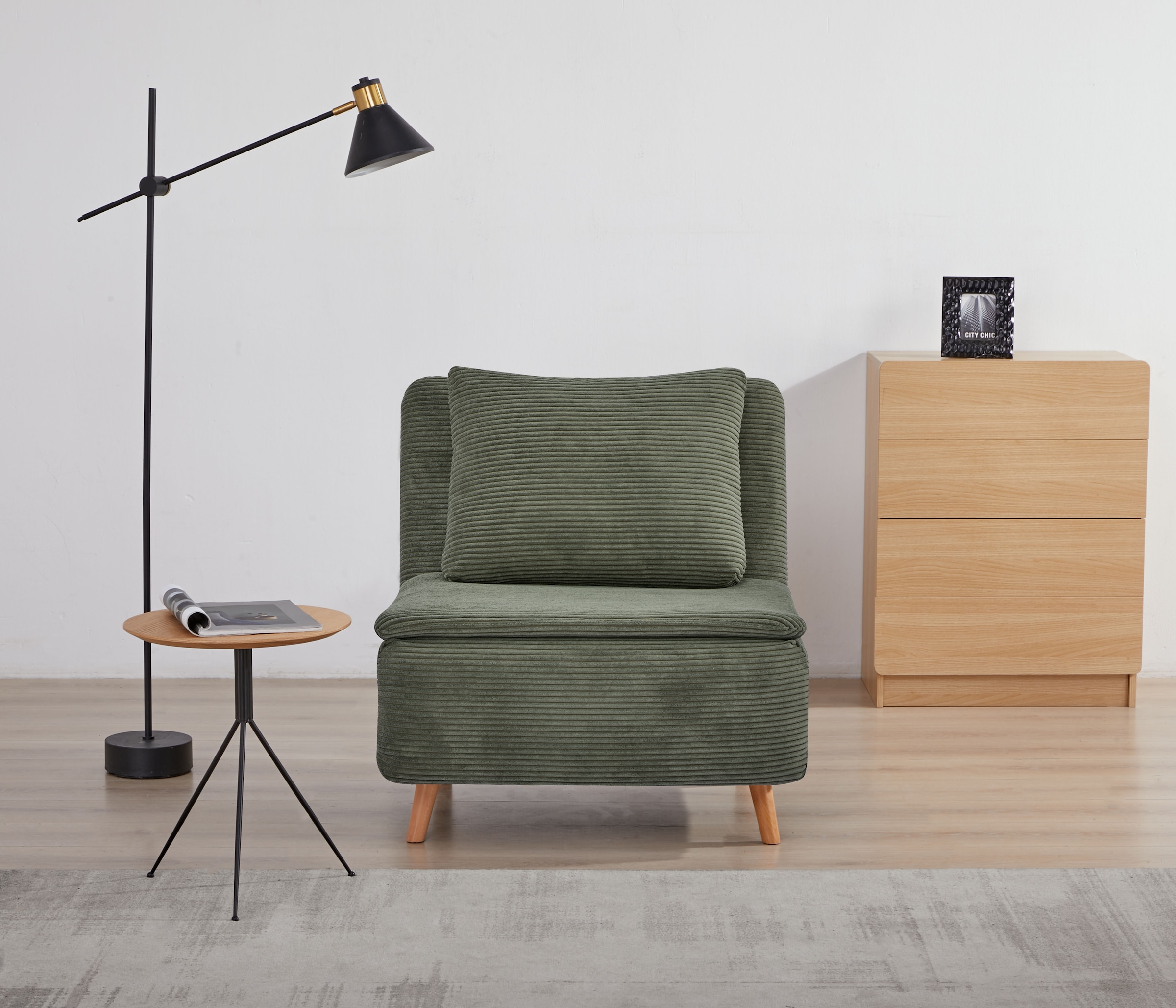 OTTO home Sessel "AINSLEY - OTTO. Verlässliche Qualität." wandelbar zum Gästebett, Schlafliege, Webstoff u. Cord-Bezug