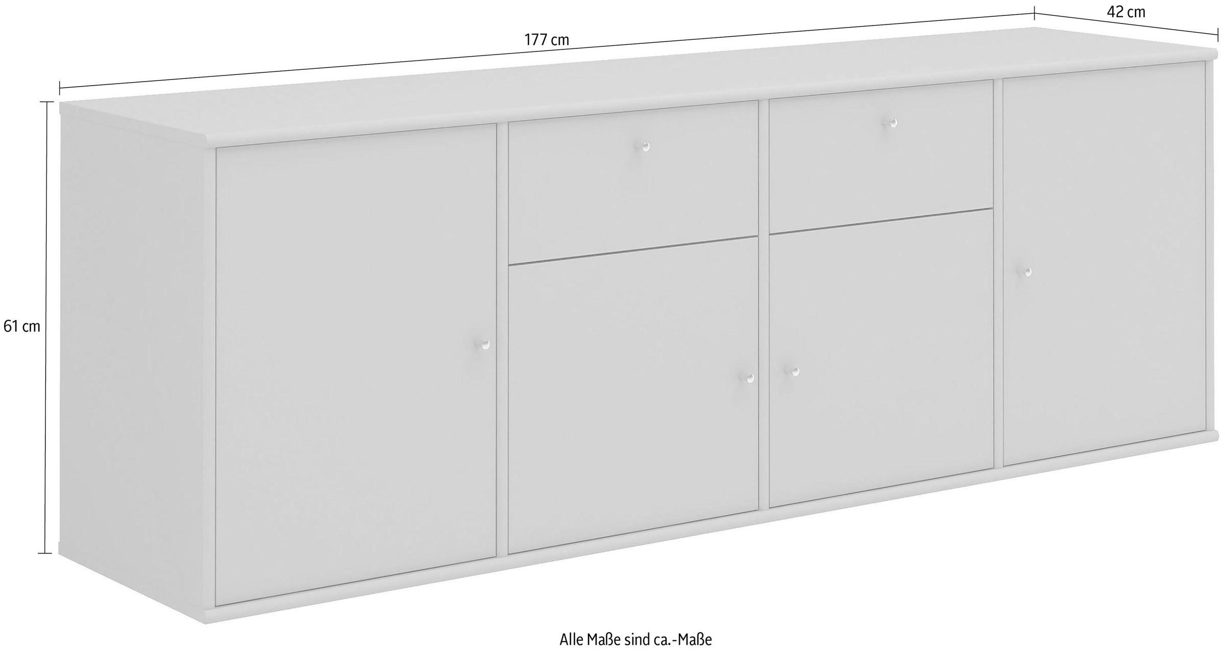 Schubladen, Schrank, hängend/stehend Türen Designmöbel und 177 BAUR B: Furniture Sideboard »Mistral, mit Hochwertig anpassungsbar cm, | montierbar«, Hammel