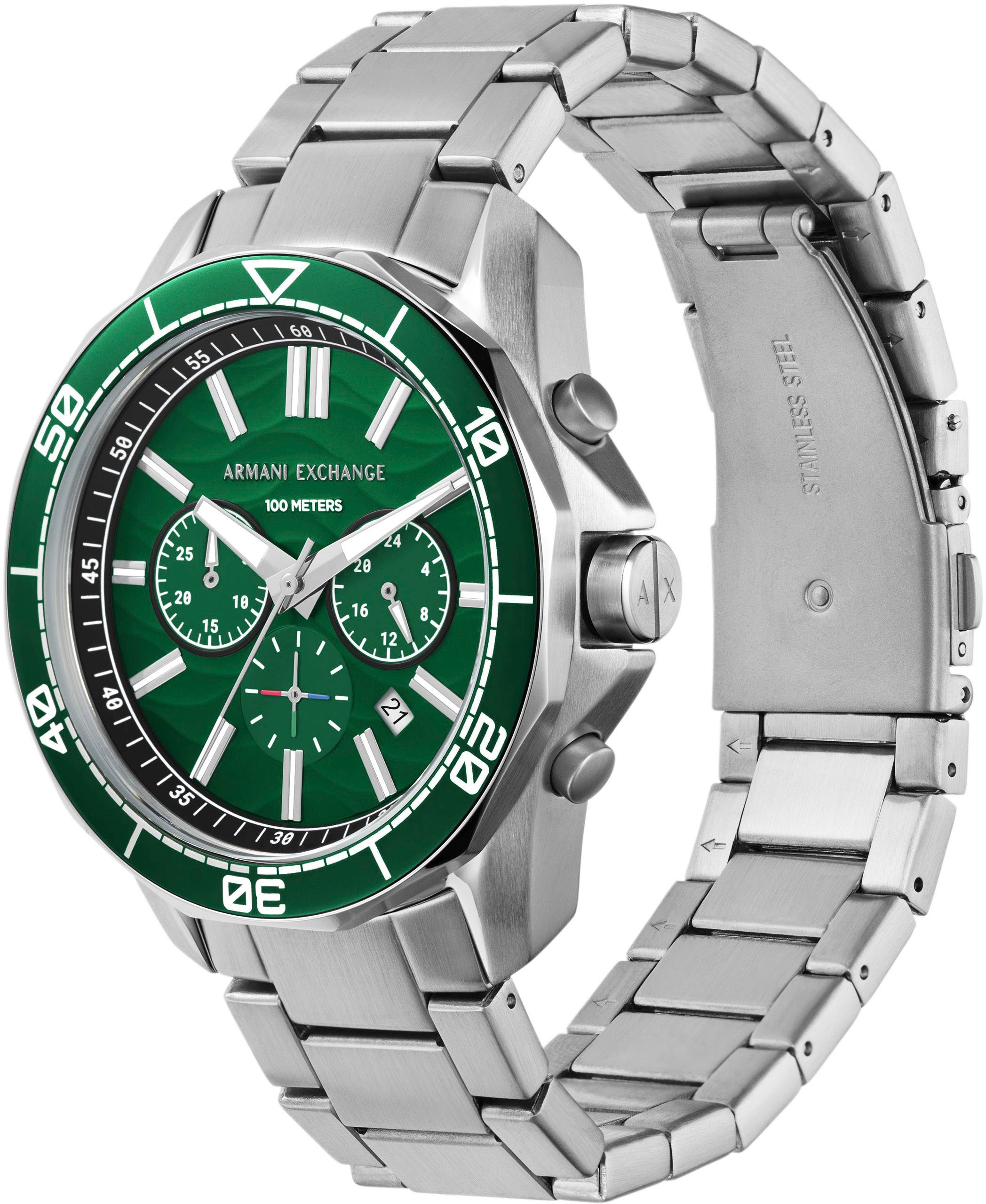 ARMANI EXCHANGE Chronograph, Quarzuhr, Armbanduhr, Herrenuhr, Edelstahlarmband, analog, Tag