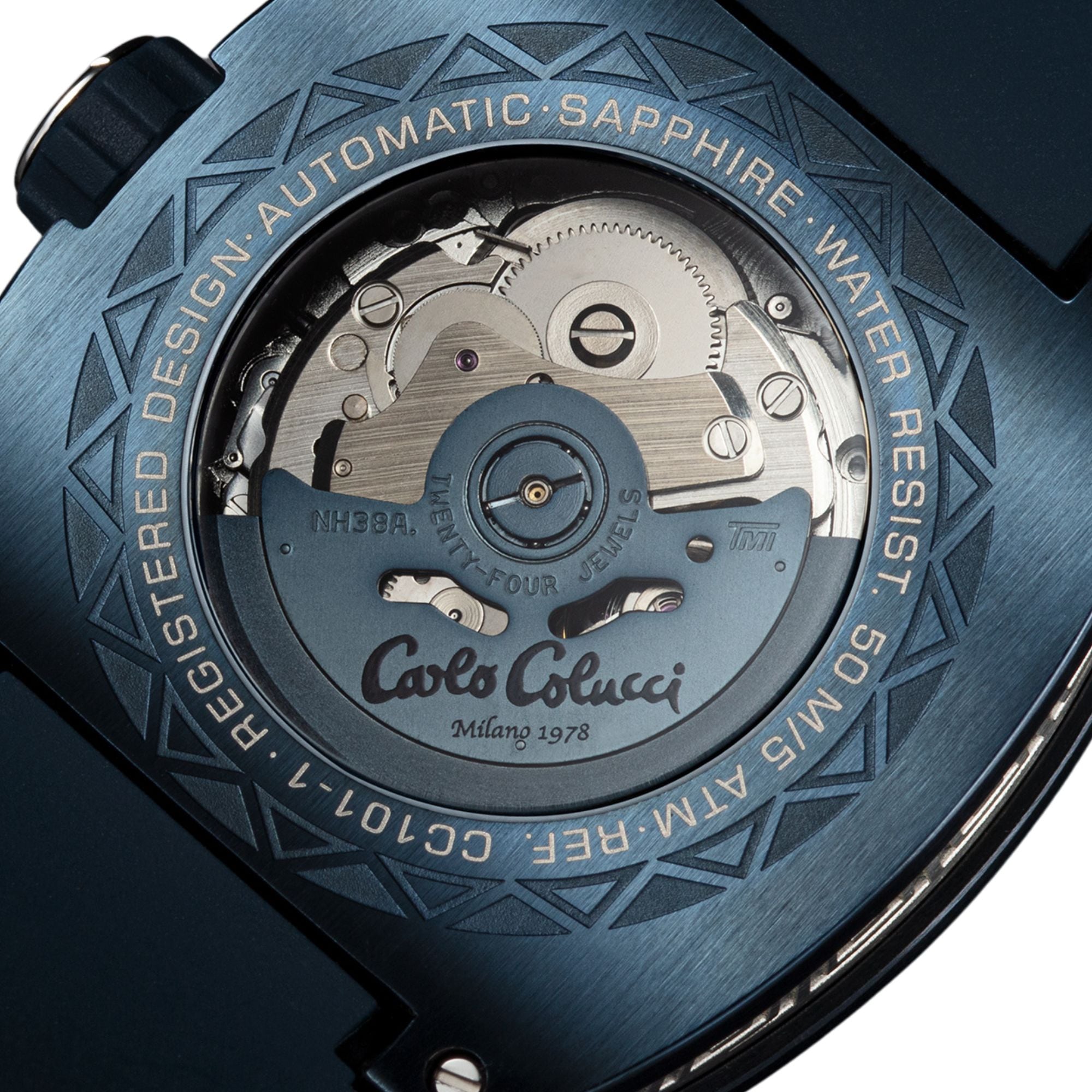CARLO COLUCCI Automatikuhr Armbanduhr, Herrenuhr, Mechanische Uhr, Silikonarmband, analog