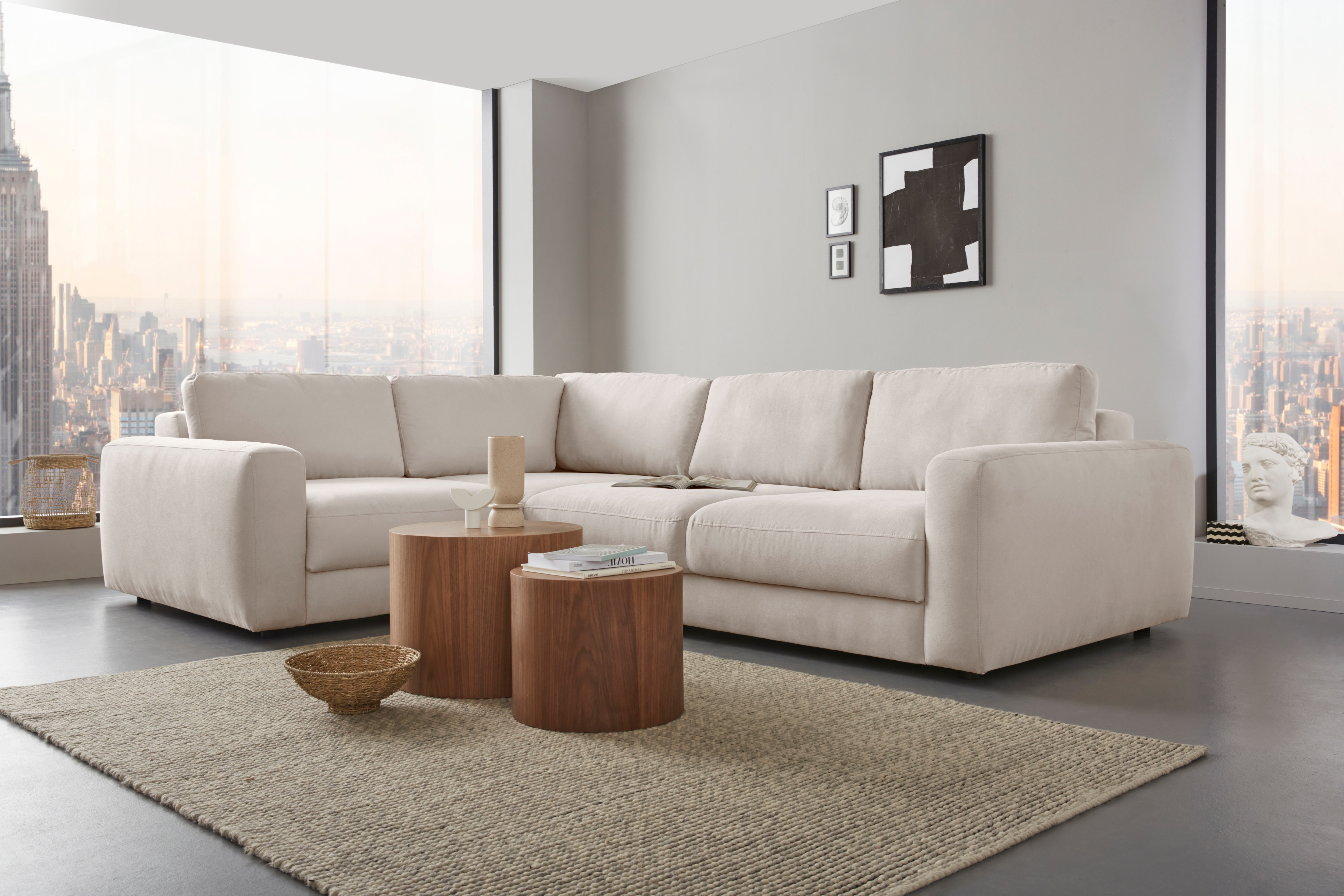 Home affaire Ecksofa "Bloomfield, Mega Polsterecke, Breite 289cm, viel Platz, L-Form" In verschiedenen Größen