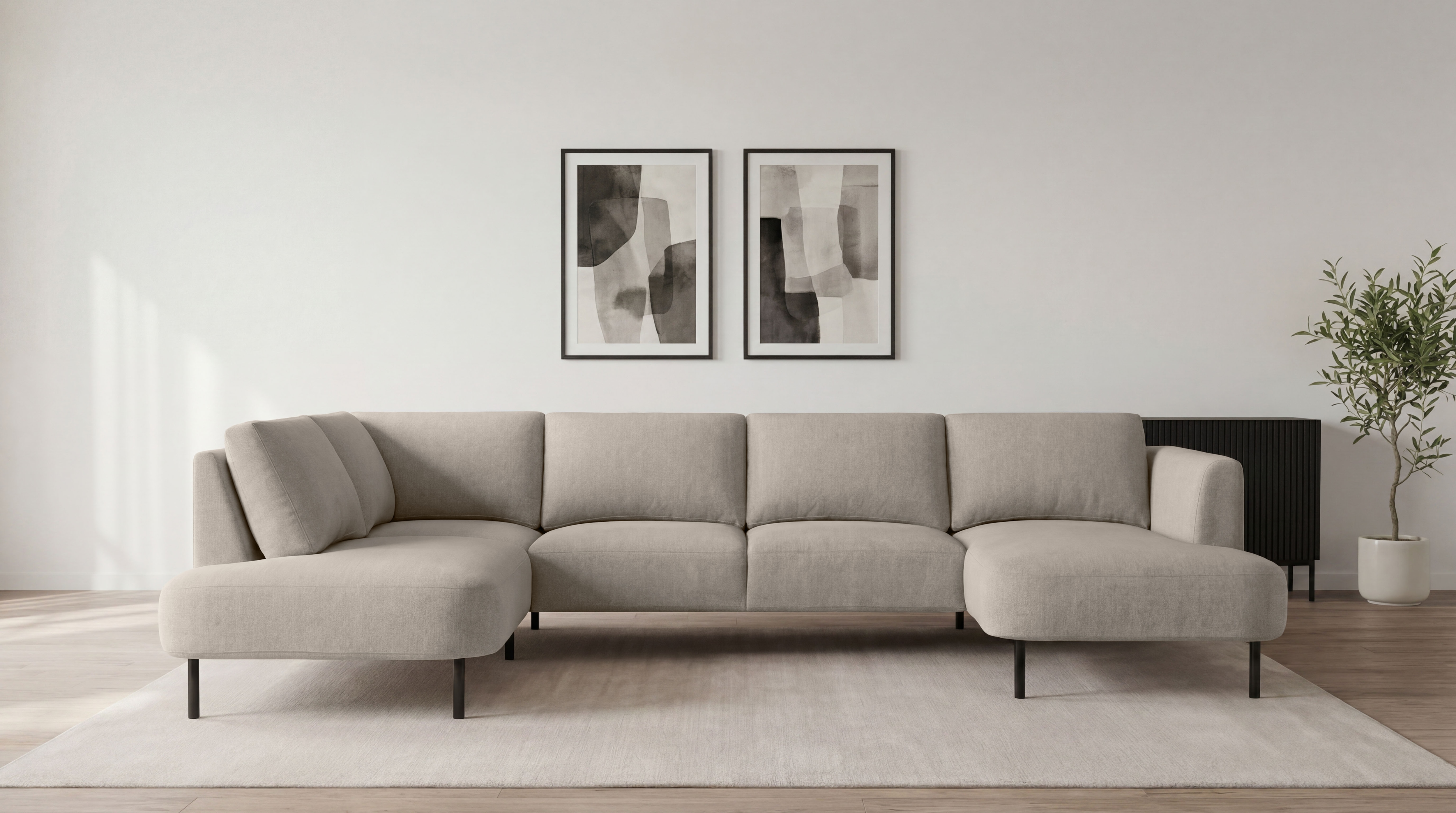 OTTO home Wohnlandschaft "Cesola" in weichem Chenille-Stoff, Breite 327 cm, mit schwarzen Metallfüßen