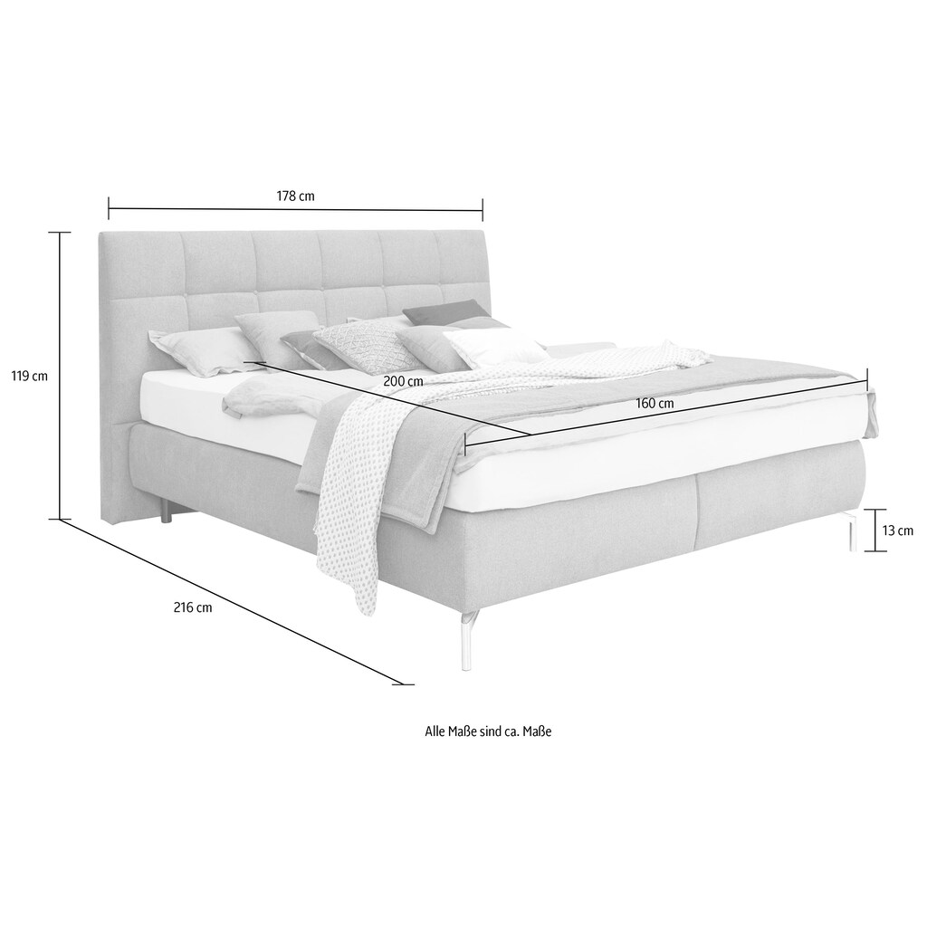 ADA trendline Boxspringbett »Arano«, inklusive Matratze, in verschiedenen Größen und Härtegraden