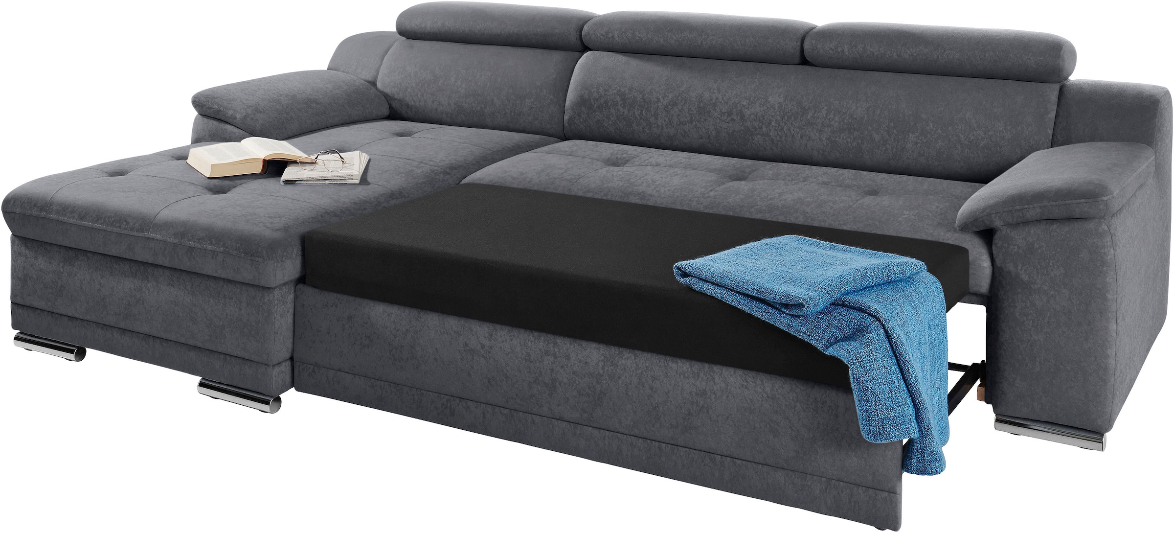 sit&more Ecksofa »Andiamo L-Form«, wahlweise mit Bettfunktion, inklusive Kopfteilverstellung