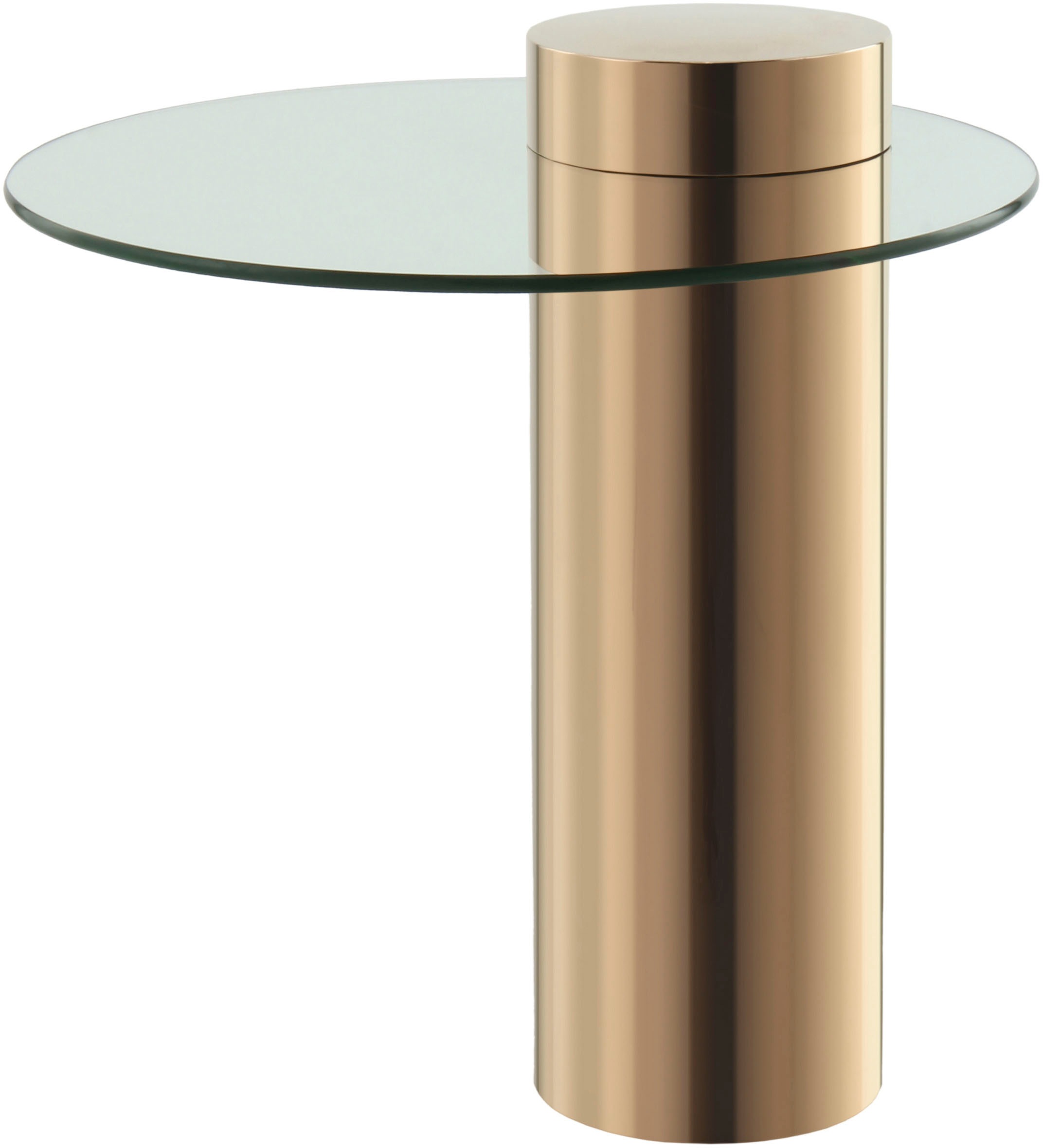 Kayoom Beistelltisch »Ontario 125, Runde Glasplatte aus Sicherheitsglas, 100% Edelstahl«, (1 St.), Minimalistisches Design, Säulengestell, pflegeleicht