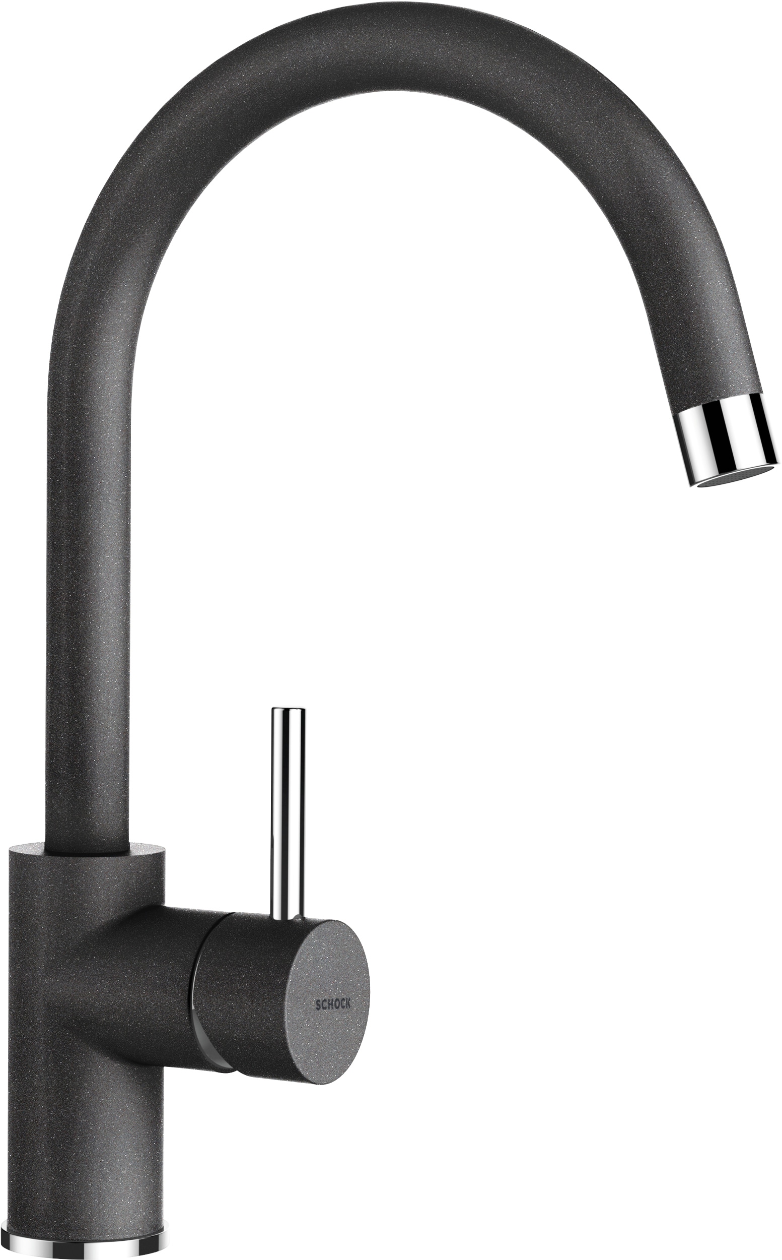 Küchenarmatur SCHOCK, B:19,9cm H:34,4cm, grau, Messing, Armaturen, "Plutos", Hochdruck, Festauslauf, Temperaturbegrenzer, Schwenkbereich 360