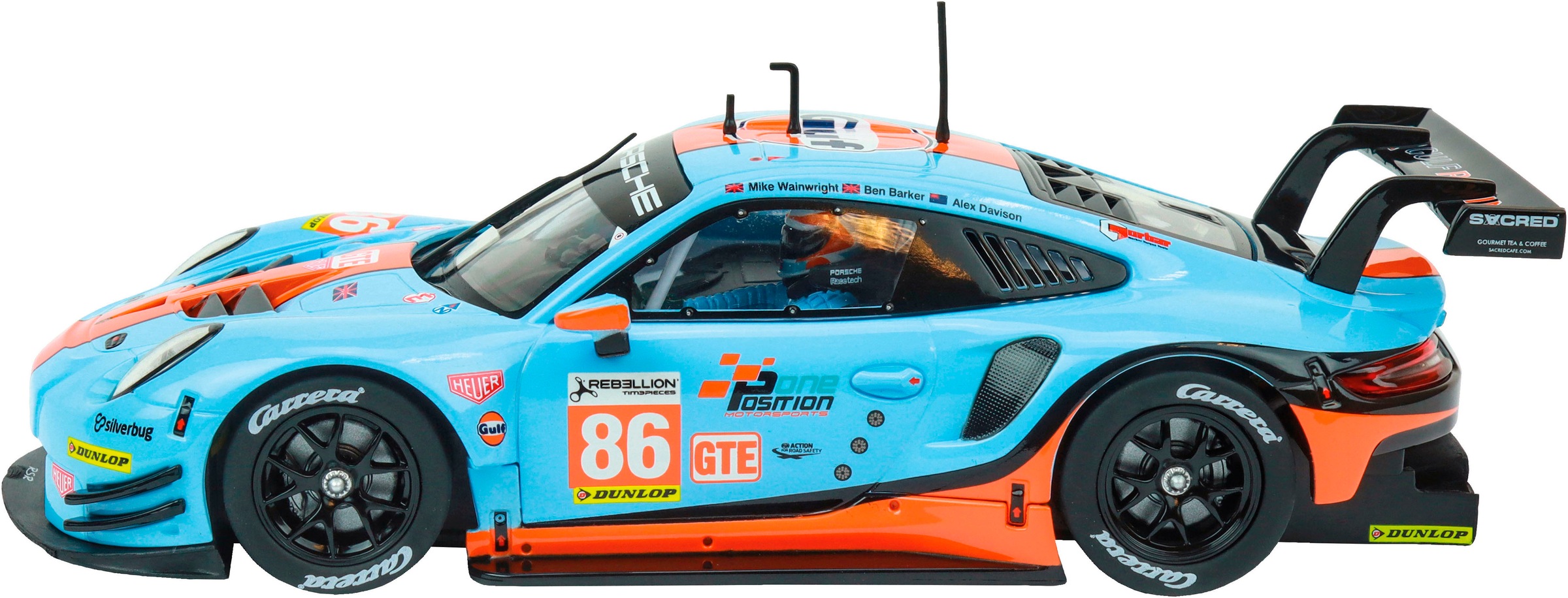 Carrera® Rennbahn-Auto »Porsche 911 RSR "Gulf Racing, Mike Wainwright, No.86"«, Silverstone 2018; mit Lichteffekt