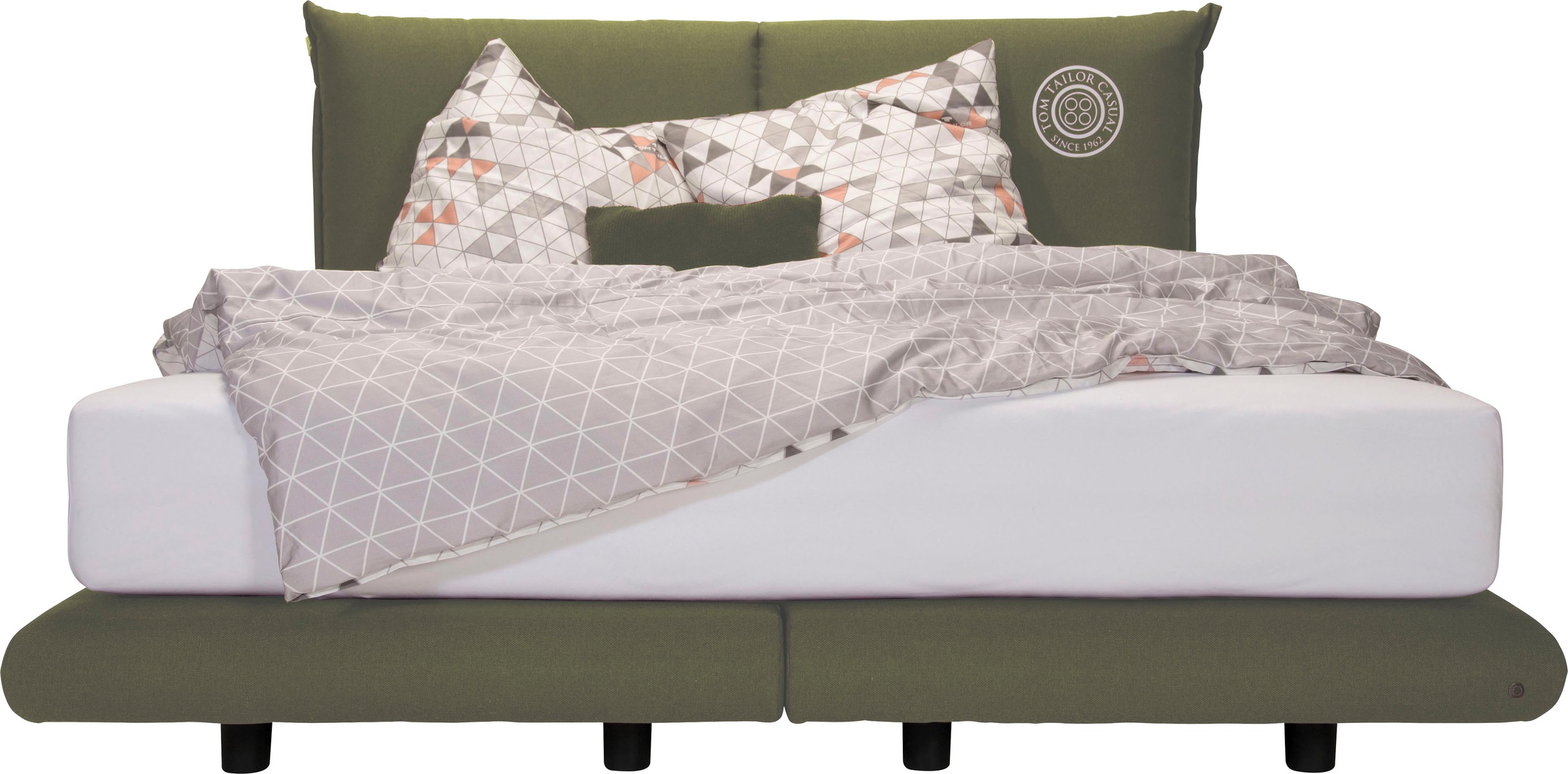 TOM TAILOR Boxspringbett »SOHO PILLOW BOX«, in Schwebeoptik, Kopfteil in Kissenform mit Knopfprint, Höhe 120 cm