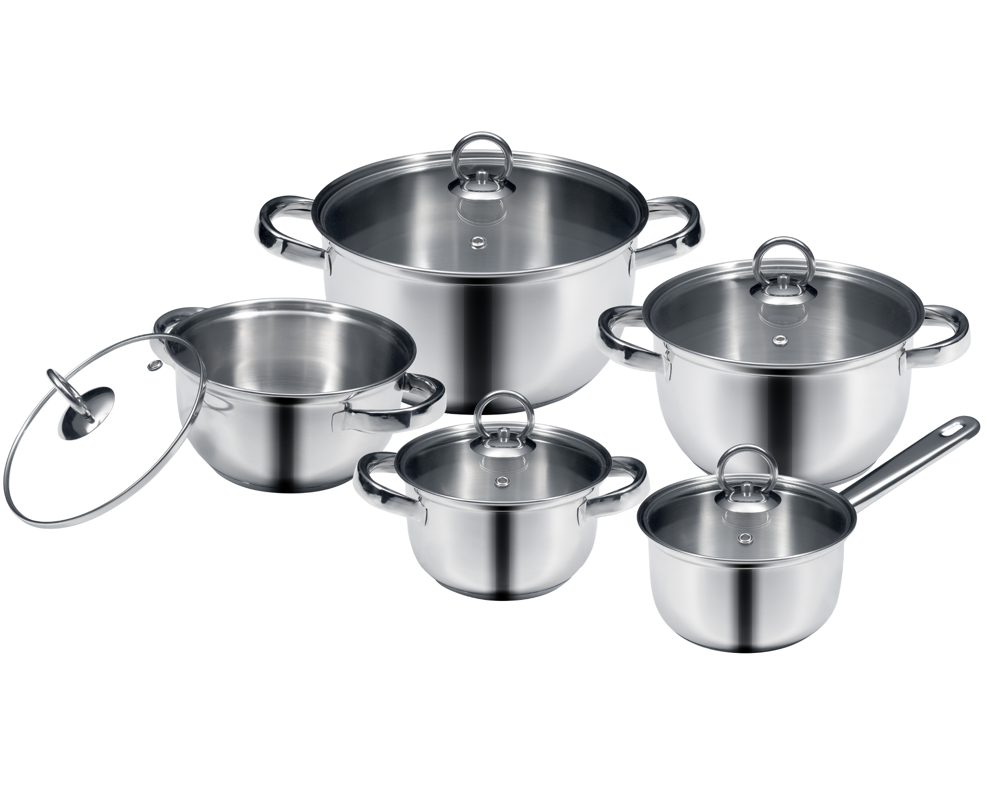 KING Kochtopf "Silver Line" Set, 10 tlg. Edelstahl 18/10