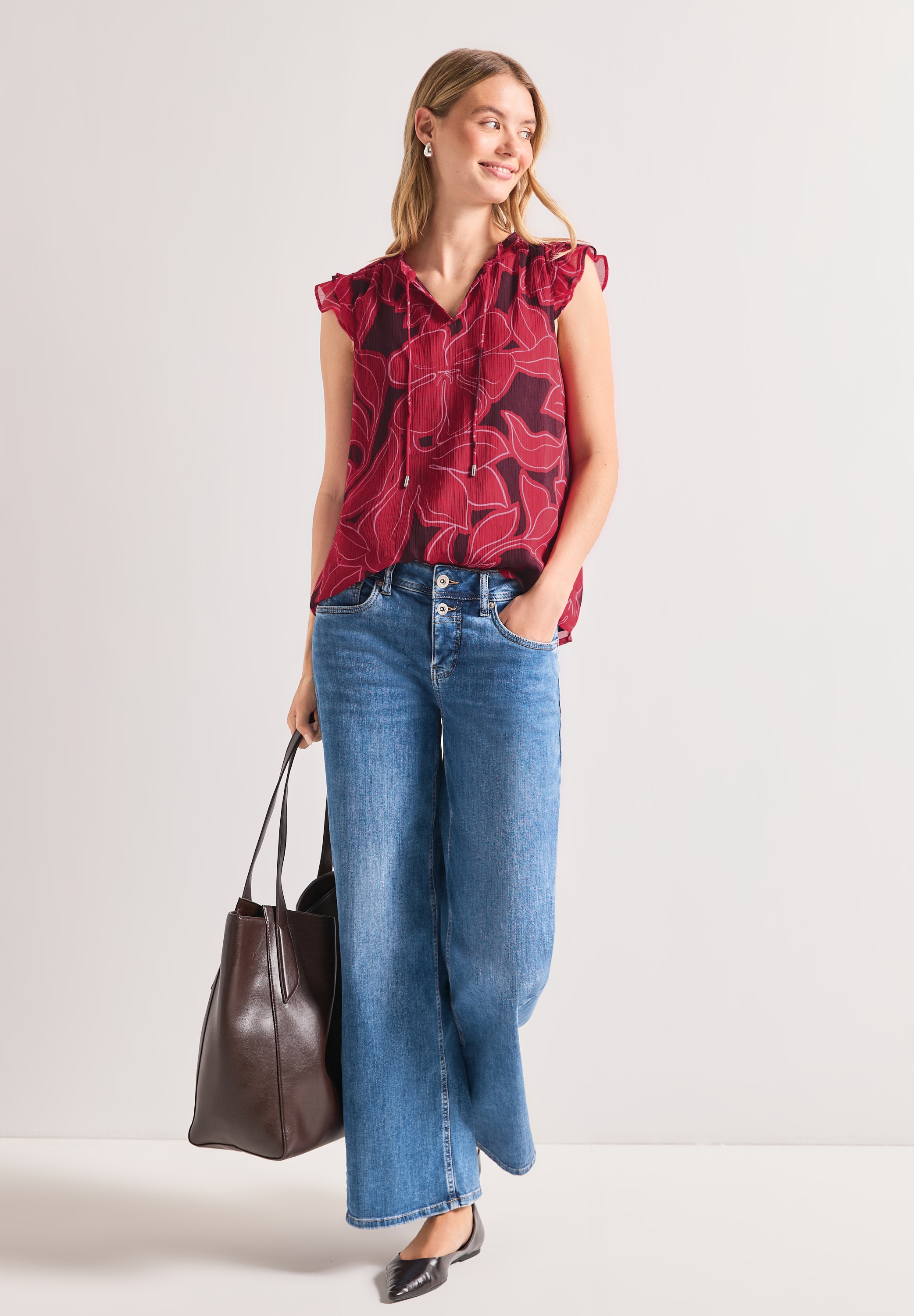 STREET ONE Blusentop mit Chiffon-Layer
