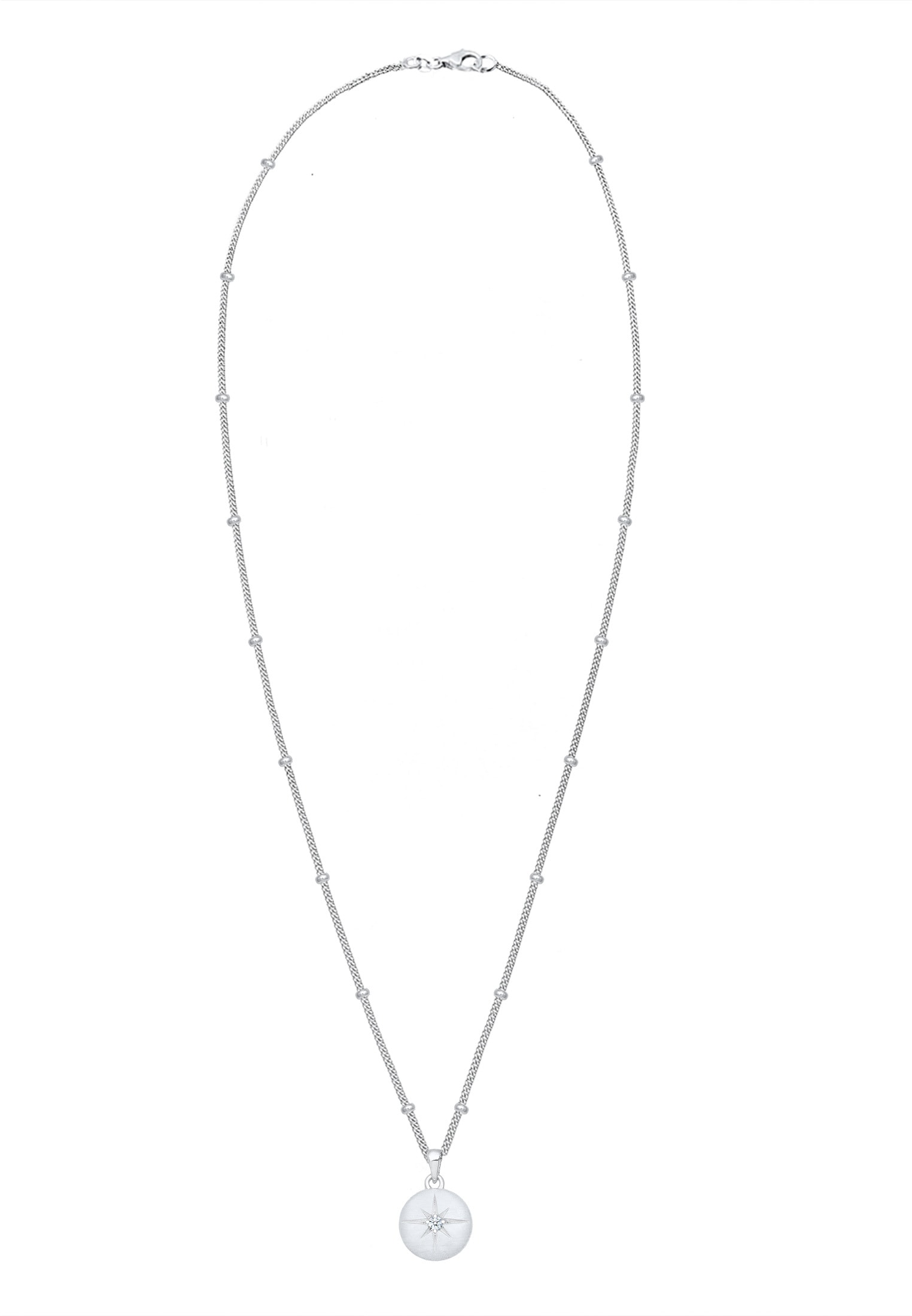 Elli DIAMONDS Collierkettchen »Panzerkette Stern Diamant (0.03 ct.) 925 Silber«