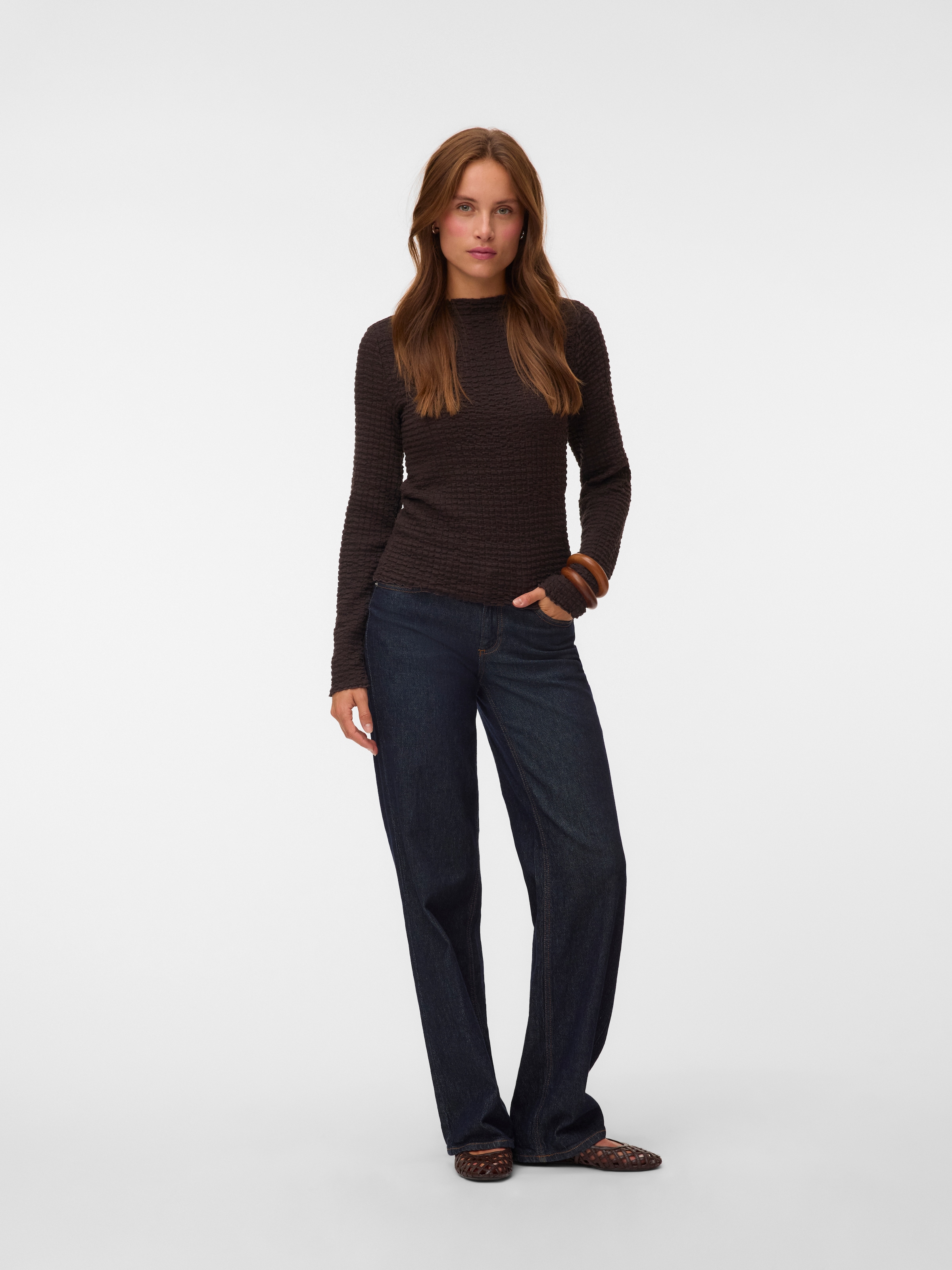 Vero Moda Langarmshirt »VMZIA LS FUNNEL NECK TOP JRS NOOS« Baumwollmischung, regular fit