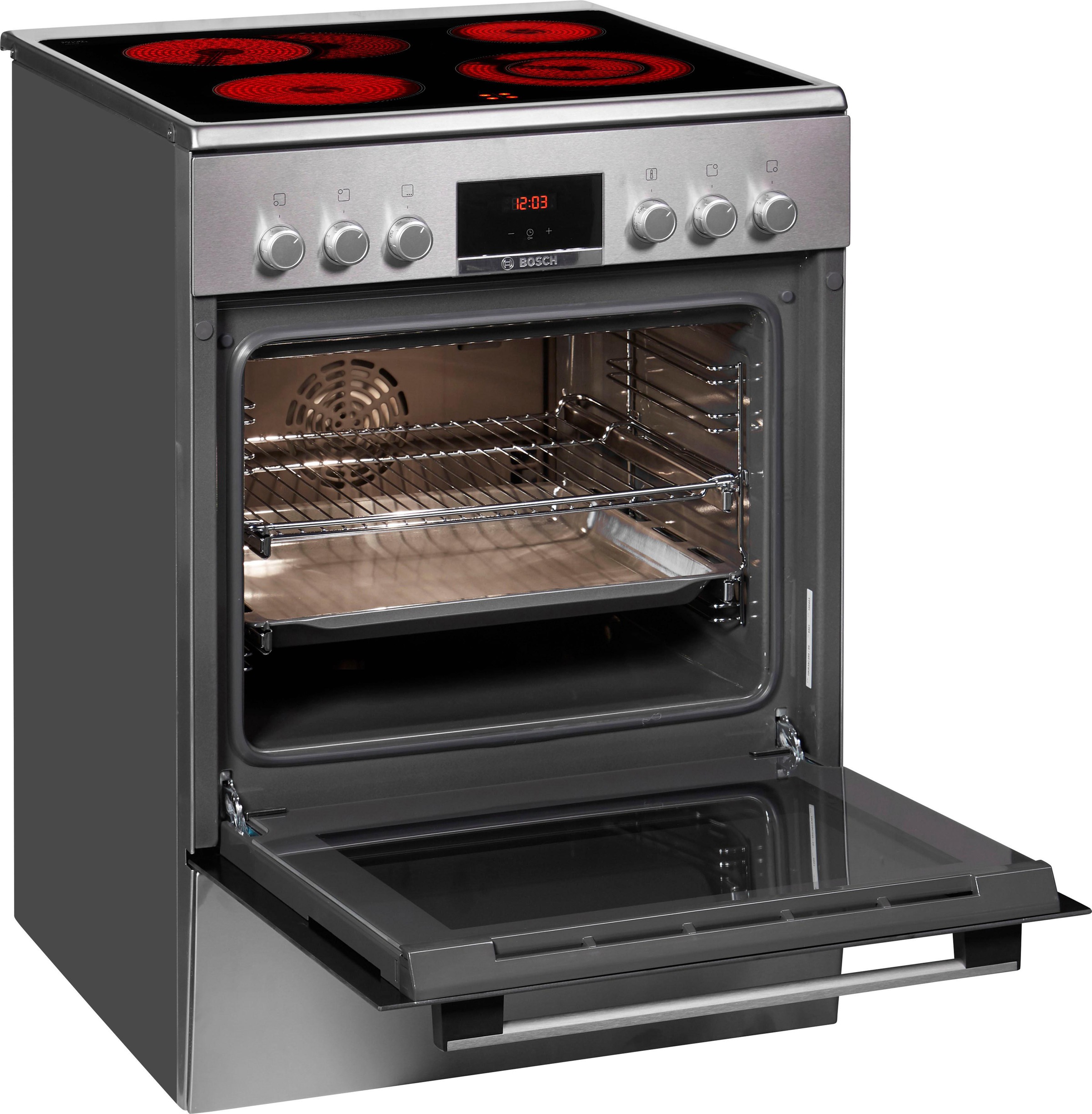 Thumbnail - BOSCH Elektro-Standherd 4 "HKR39C250" mit 2-fach-Teleskopauszug ecoClean Direct Perfekte Back- und Bratergebnisse dank G...