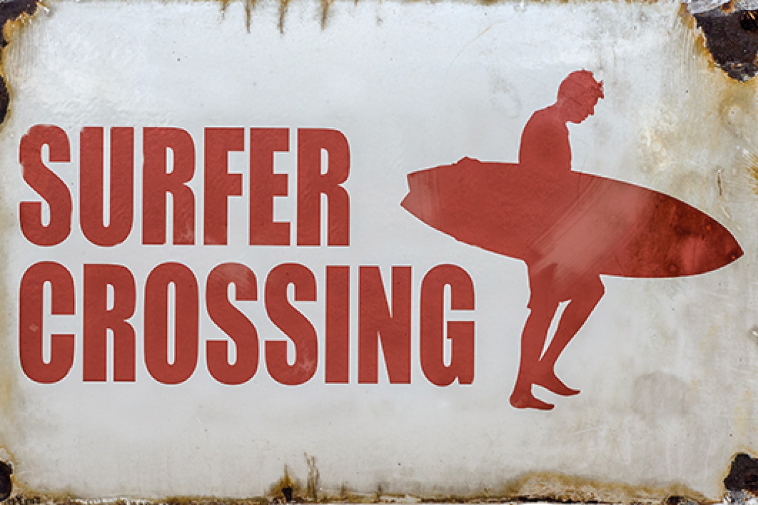 queence Metallbild "SURFER CROSSING", Sprüche & Texte, Blechschilder günstig online kaufen