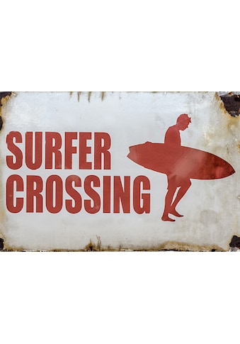 queence Metallbild »SURFER CROSSING« Sprüche &...